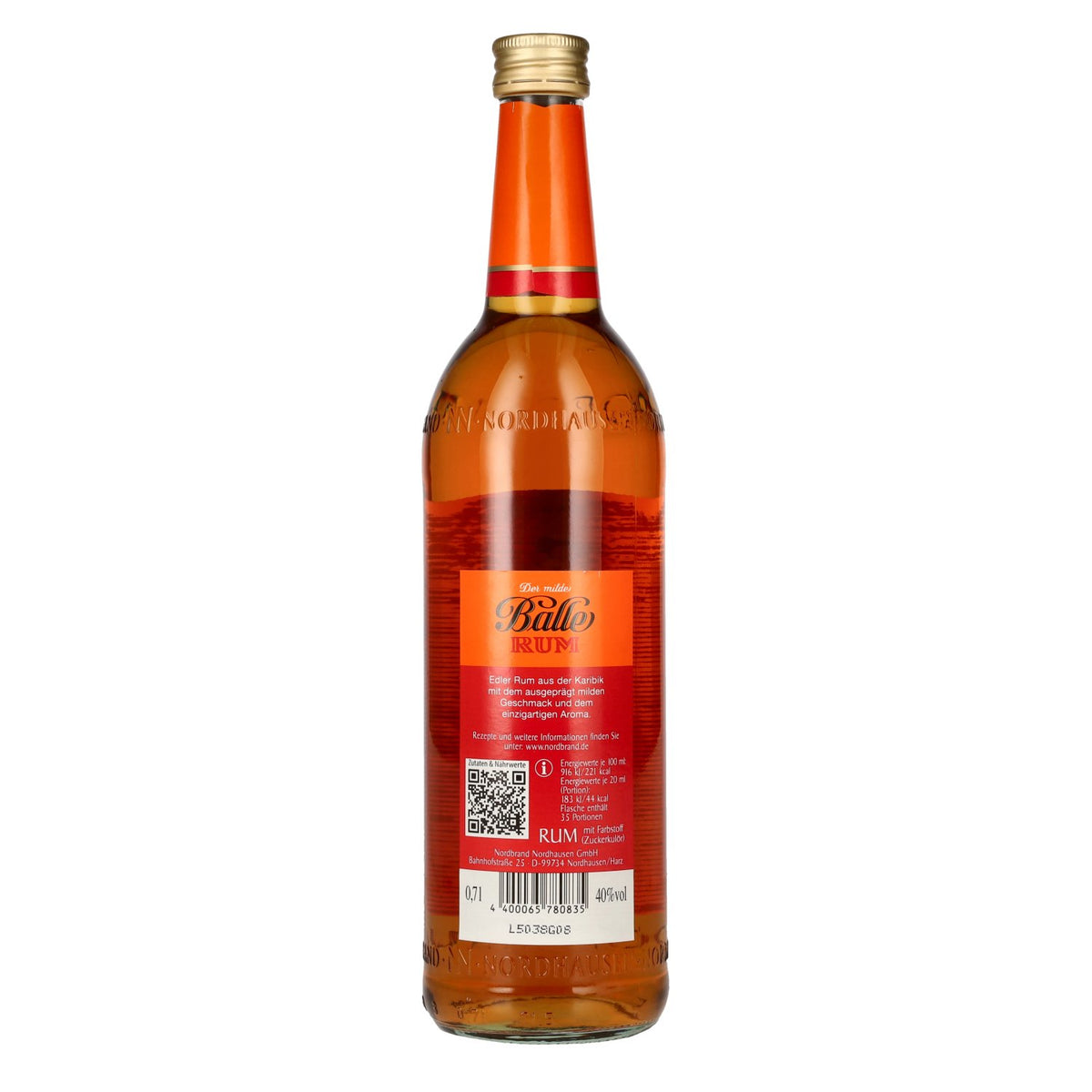 Der milde Balle Rum echter Übersee Rum 40% Vol. 0,7l