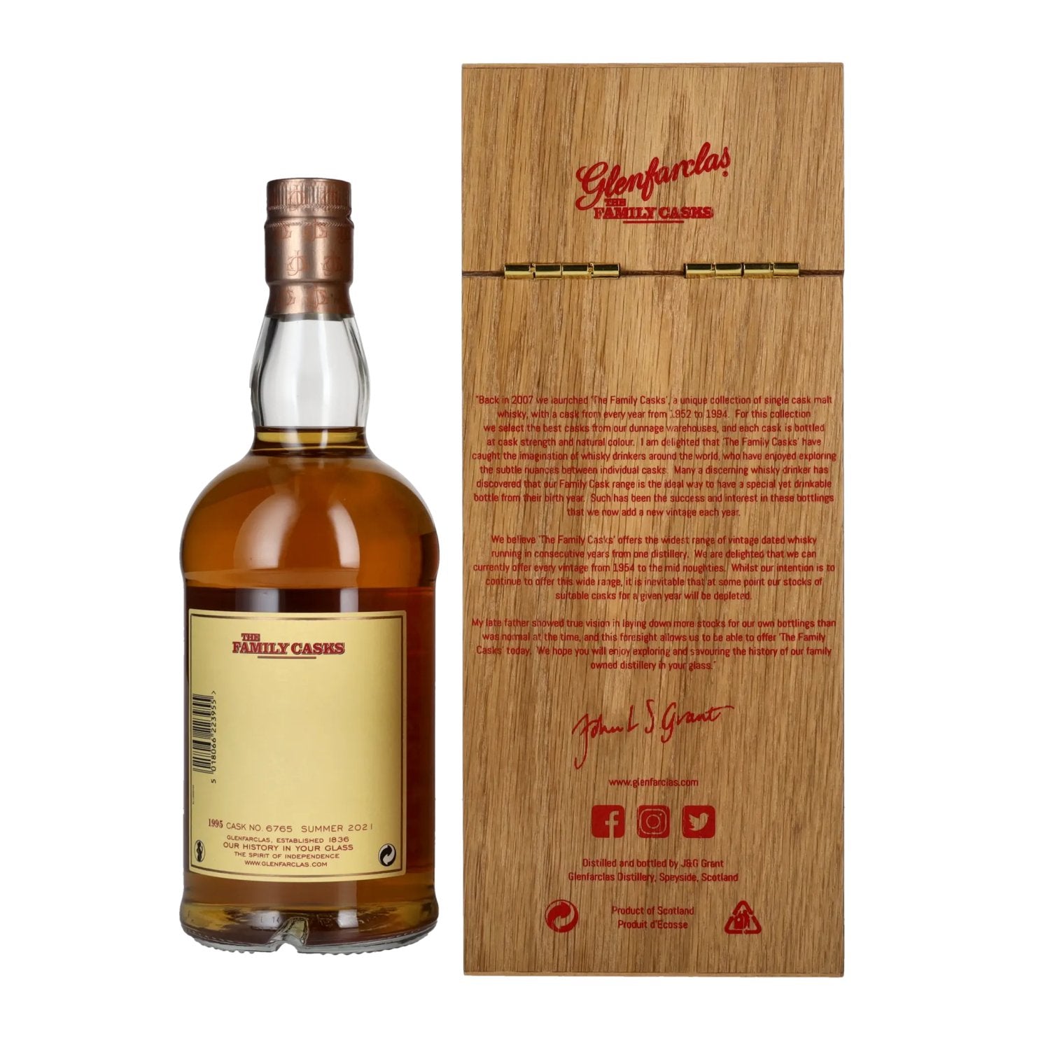 Glenfarclas THE FAMILY CASKS Single Cask SUMMER 2021 4th Fill Butt 1995 57,7% Vol. 0,7l in houten doos