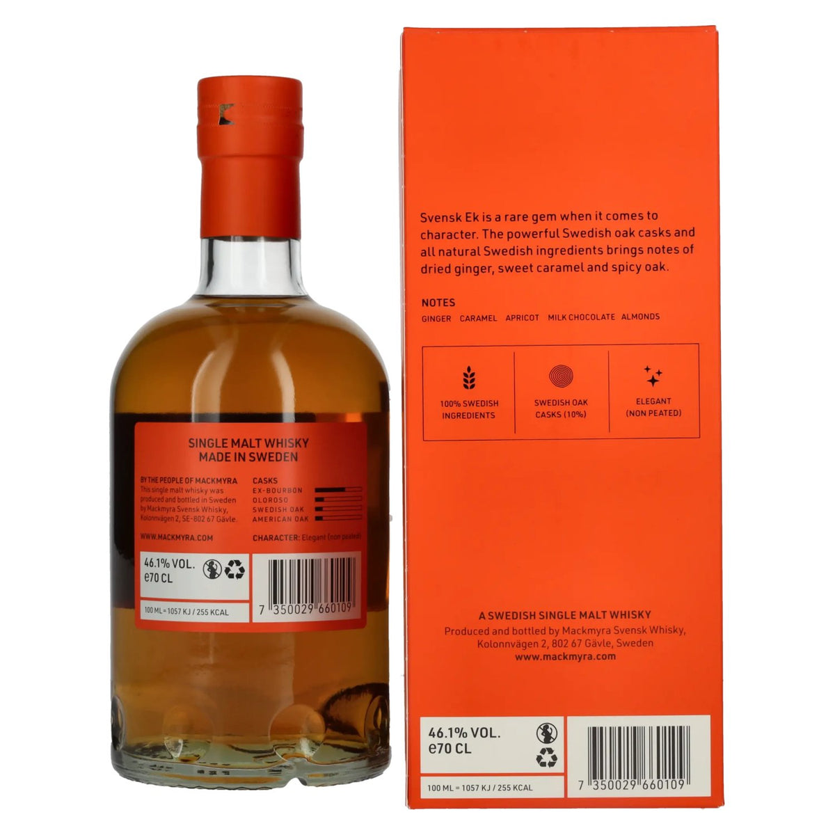 Mackmyra Svensk EK, whisky single malt suédois, 46,1 % vol., 0,7 l, dans un coffret cadeau