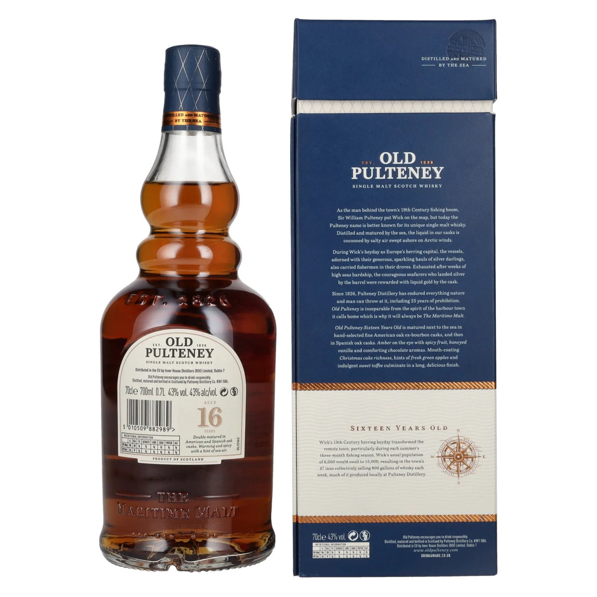 Old Pulteney 16 ans d'âge, single malt TRAVELLER'S EXCLUSIVE, 43 % vol., 0,7 l, dans un coffret cadeau