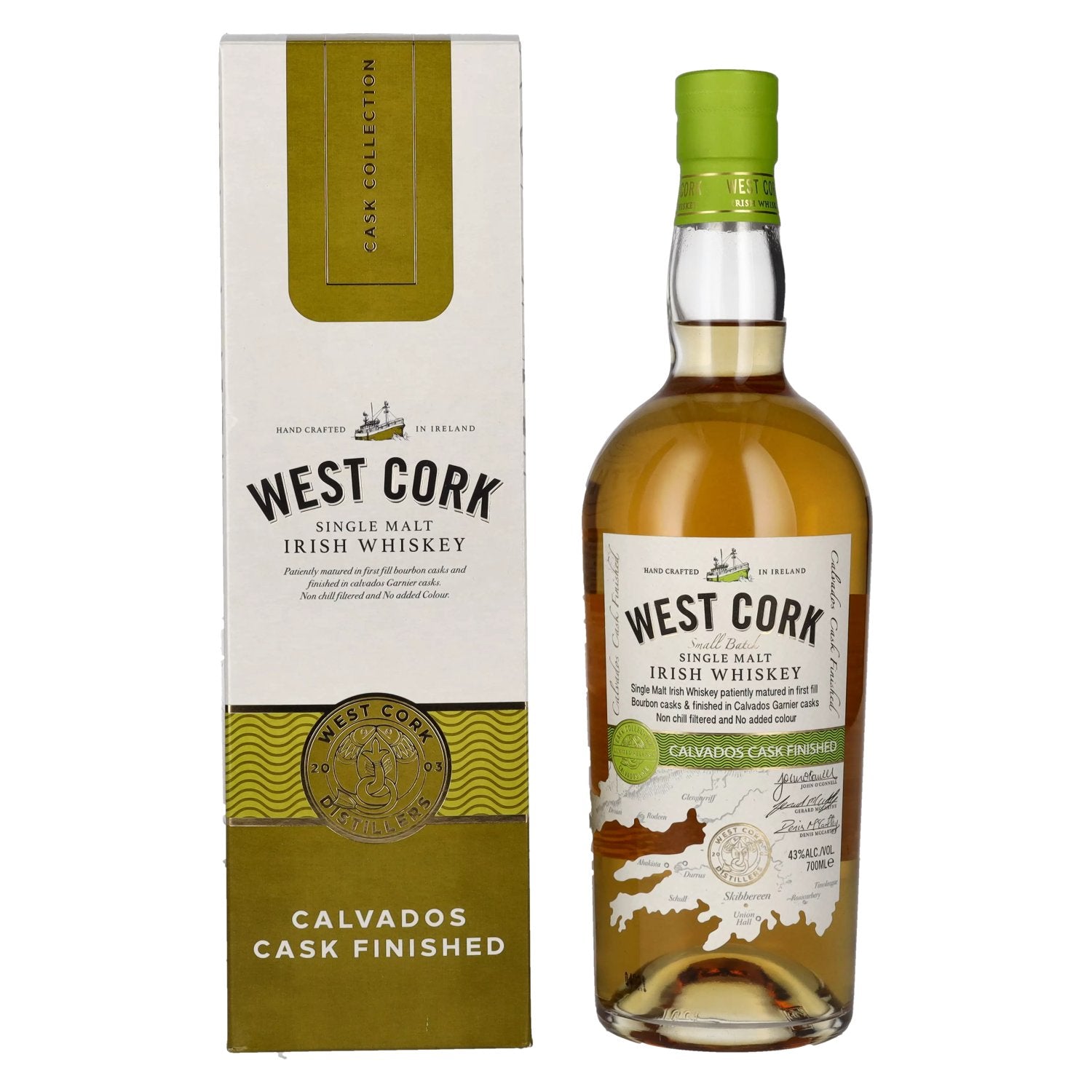 West Cork Irish Whiskey Single Malt CALVADOS CASK FINISHED 43% Vol. 0,7l in geschenkverpakking