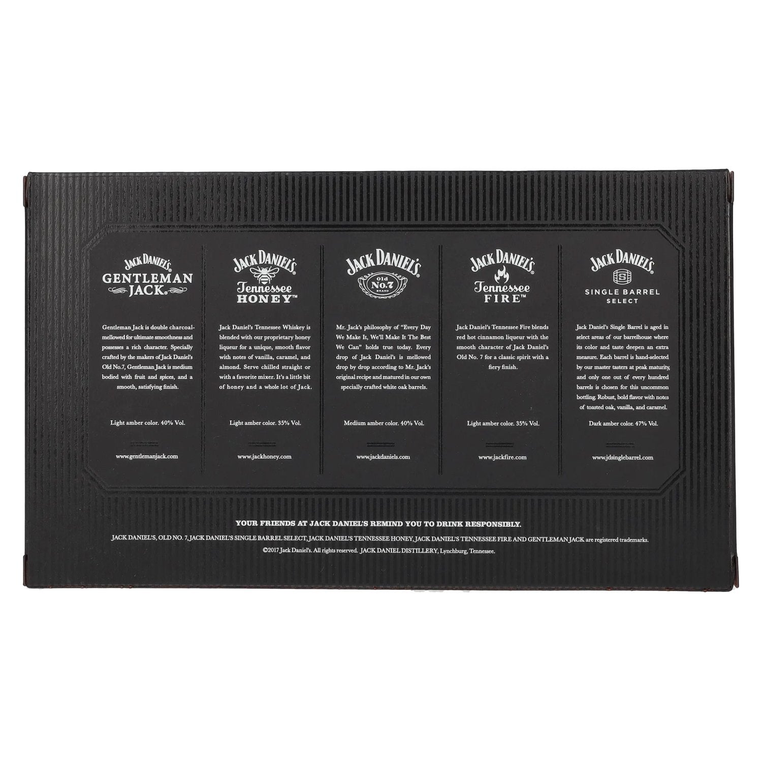 Jack Daniel's FAMILY OF FINE SPIRITS 39 % vol., 5 x 0,05 l dans un coffret cadeau