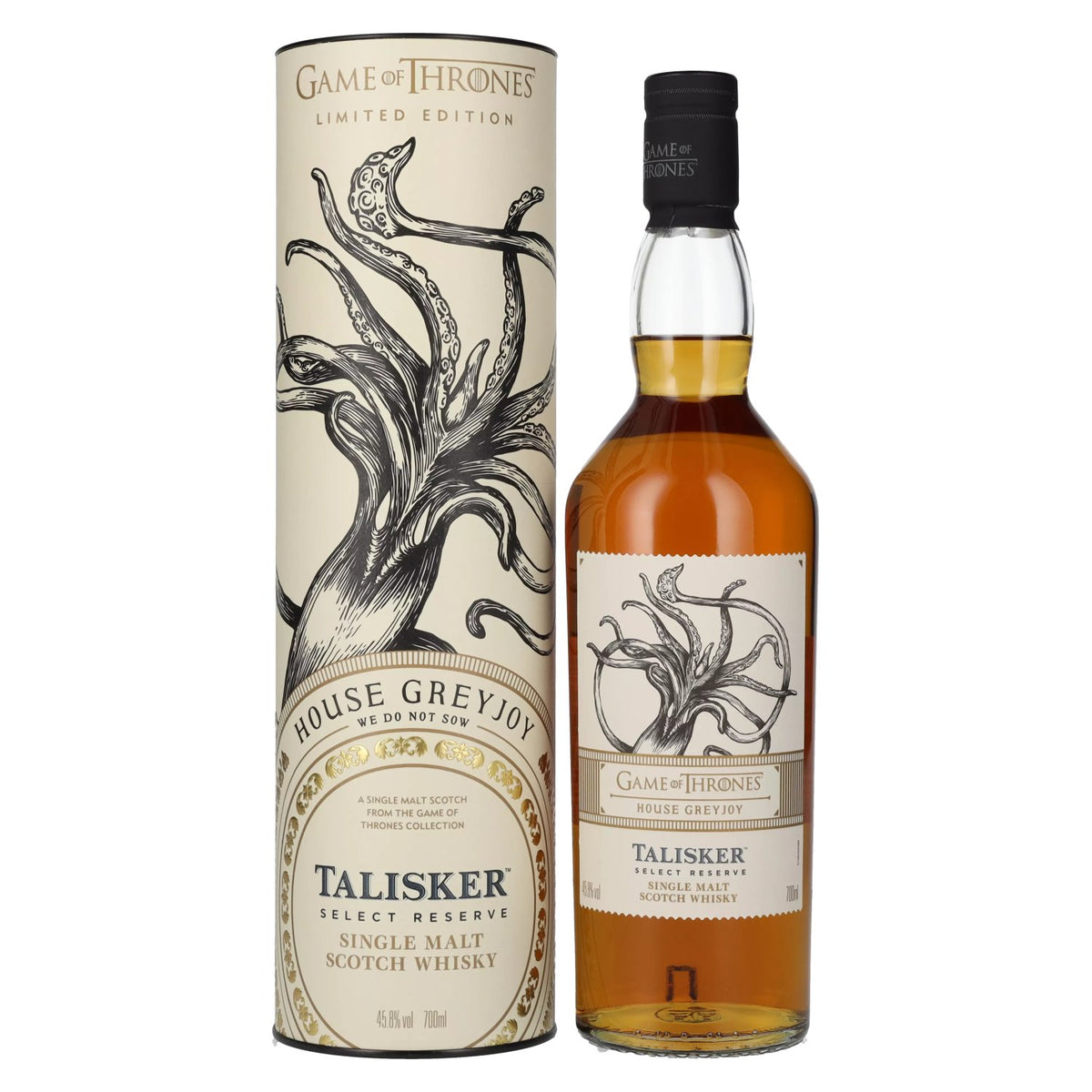 Talisker Select Reserve GAME OF THRONES Maison Greyjoy Collection de single malts 45,8 % vol. 0,7 l dans un coffret cadeau