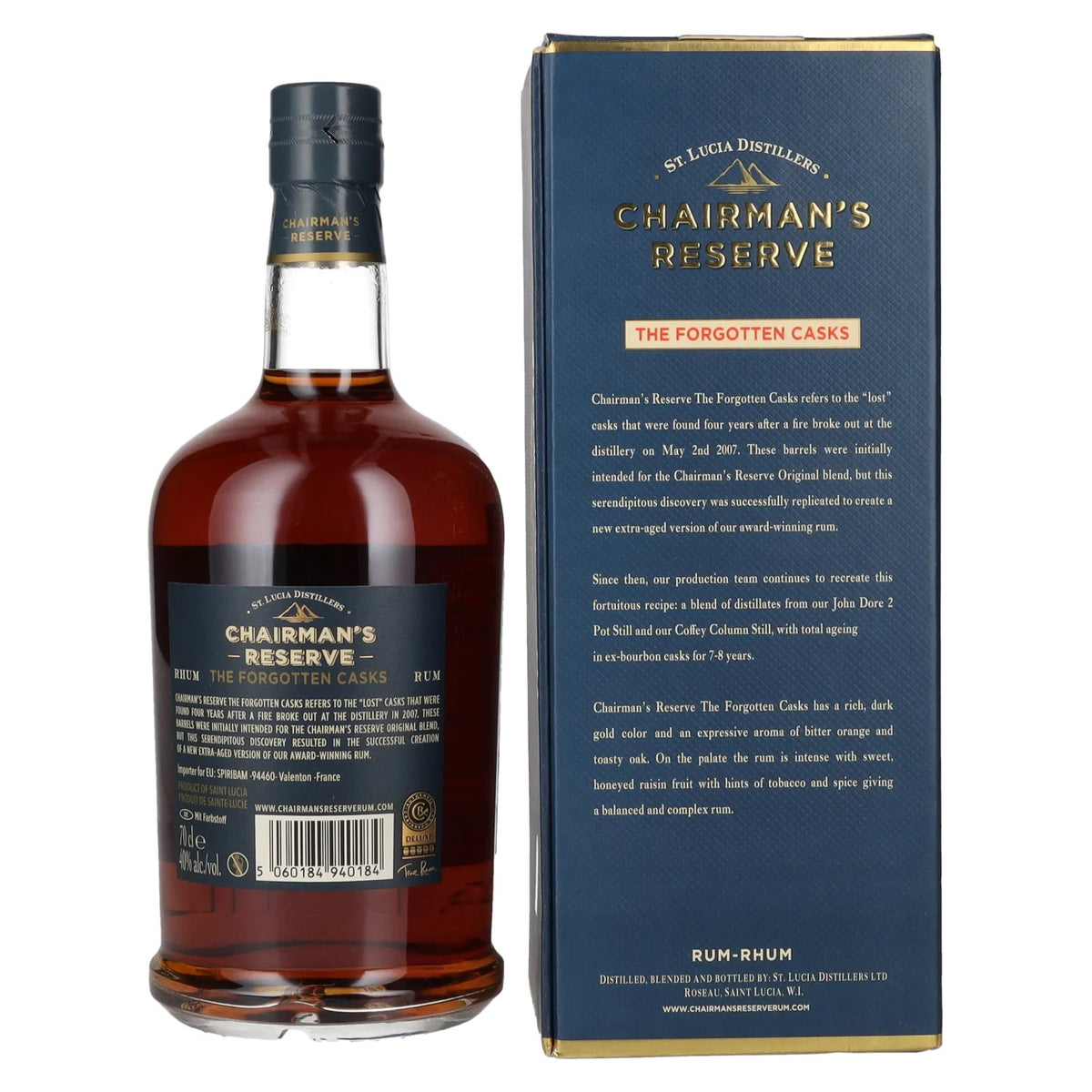 Chairman's Reserve THE FORGOTTEN CASKS Finest St. Lucia Rum 40% Vol. 0,7l en boîte cadeau