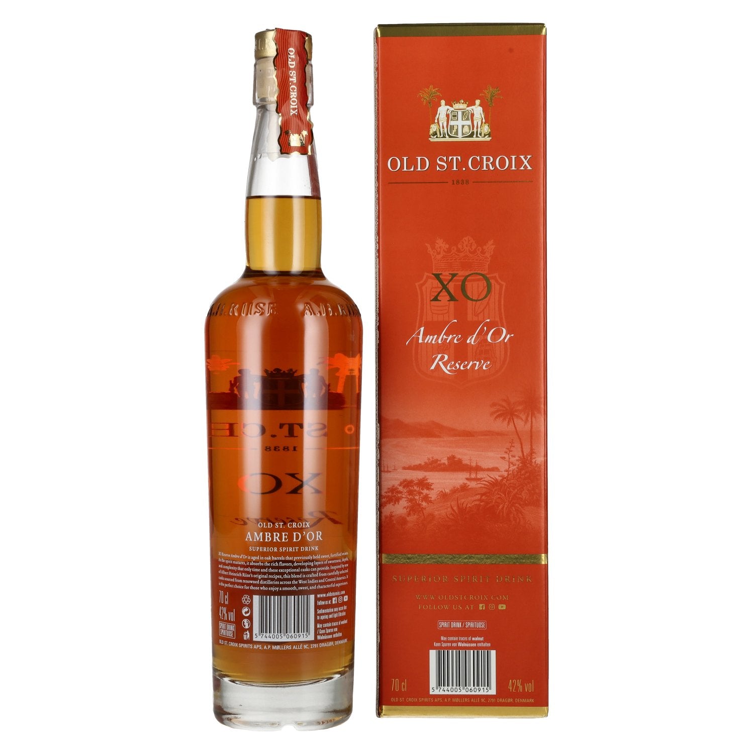 Old St. Croix A.H. Riise X.O. Ambre d'Or Reserve 42% Vol. 0,7l in gift box