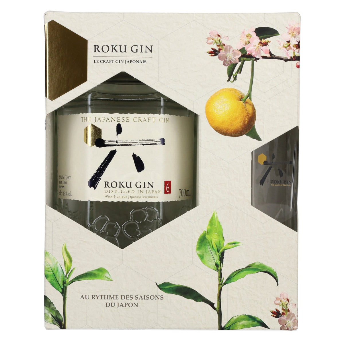 Roku Gin The Japanese Craft Gin 43% vol. 0,7 l in geschenkverpakking met glas