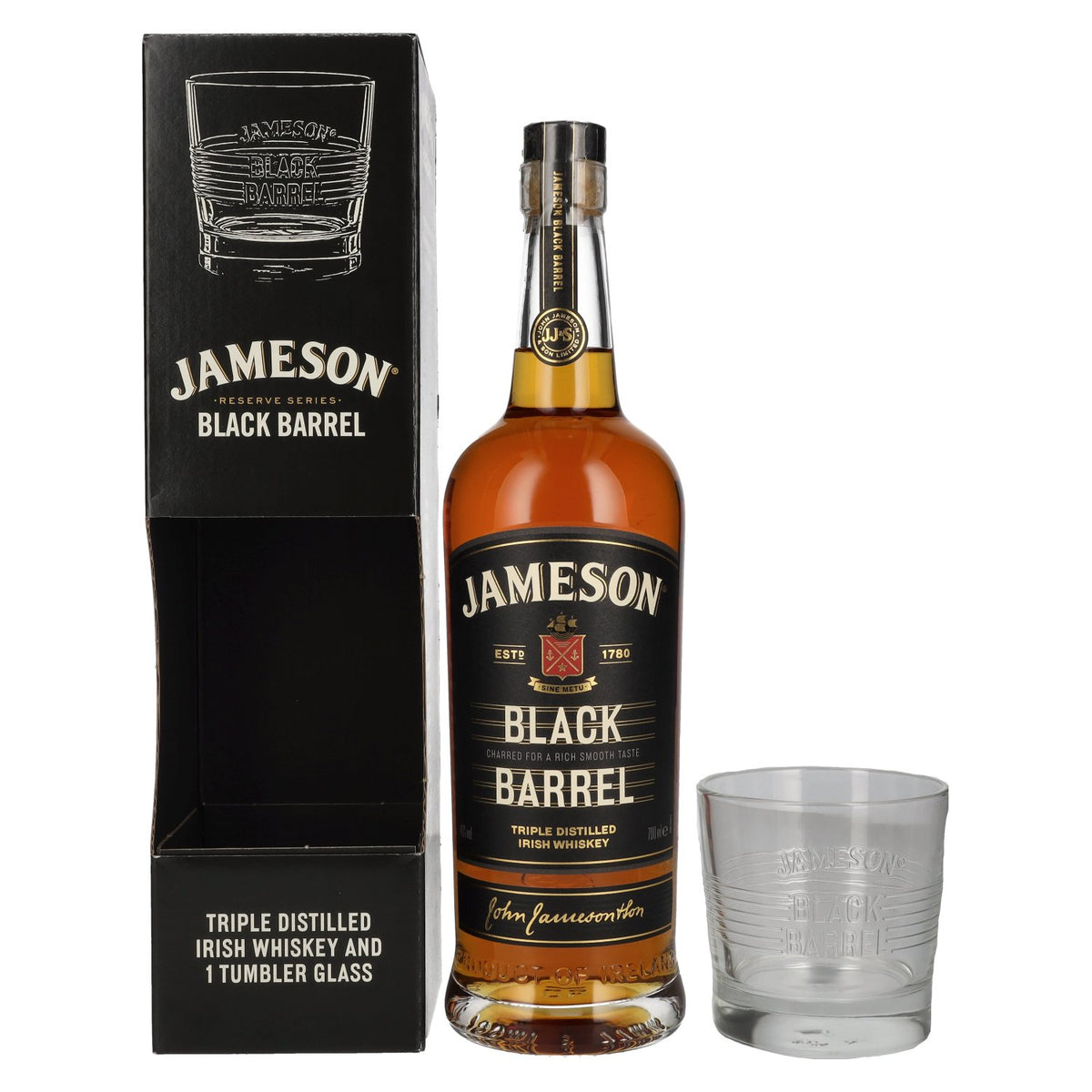 Jameson BLACK BARREL Triple Distilled Irish Whiskey 40% Vol. 0,7l in Geschenkbox mit Tumbler