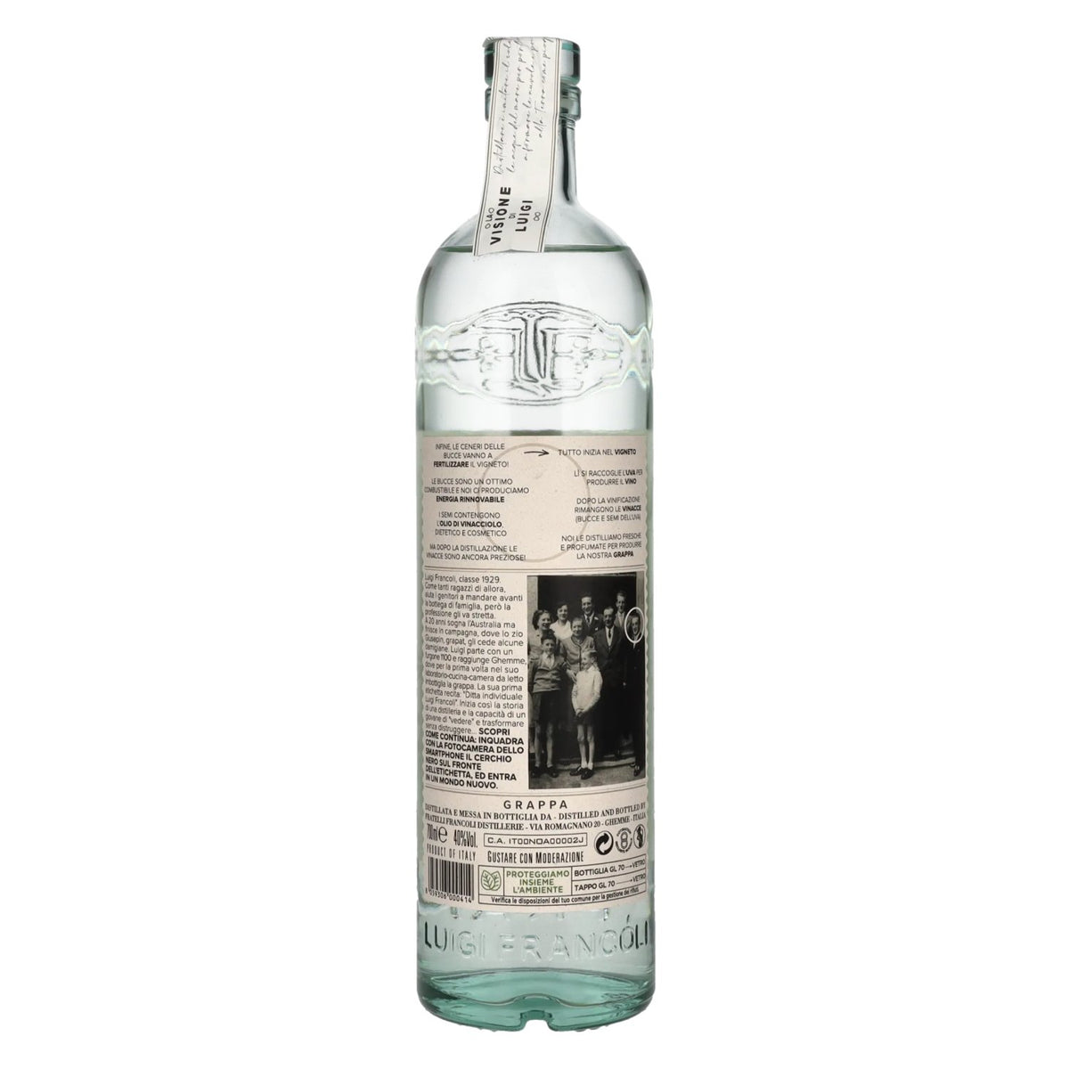 Luigi Francoli Grappa La Visione di Luigi 40% ABV 0.7 litres