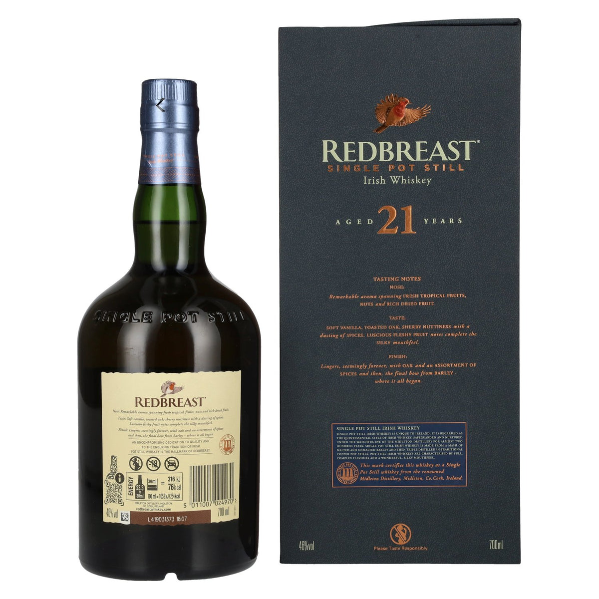 Redbreast 21 Years Old Single Pot Still Irish Whiskey 46% Vol. 0,7l in Holzkiste