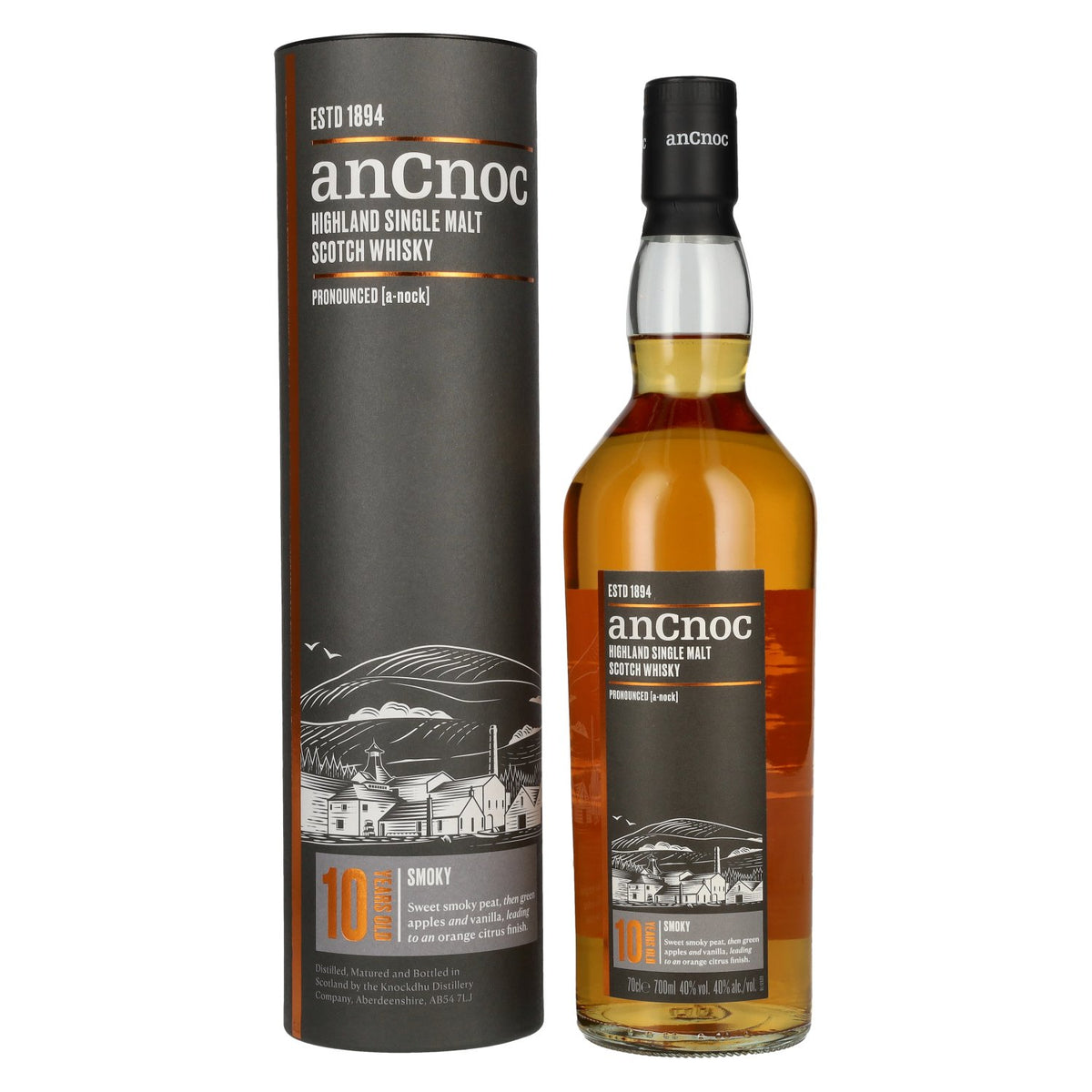 AnCnoc 10 Years Old Highland Single Malt 40% vol. 0,7 l in geschenkverpakking
