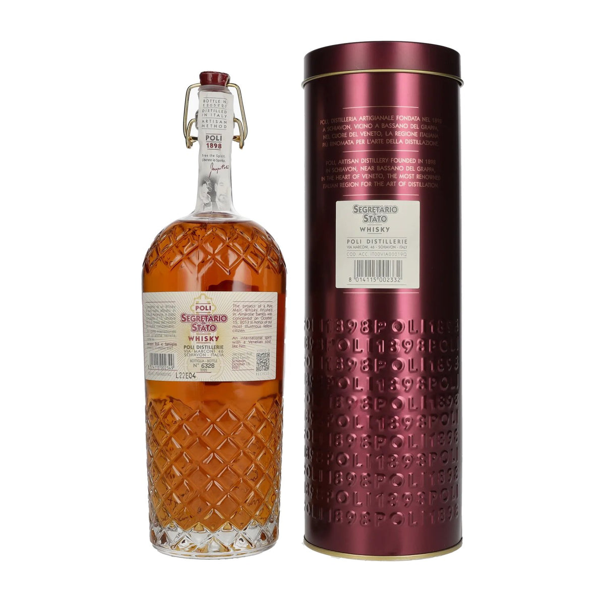 Poli Segretario di Stato Pure Malt Whisky 43% vol. 0,7 l in blikken doos