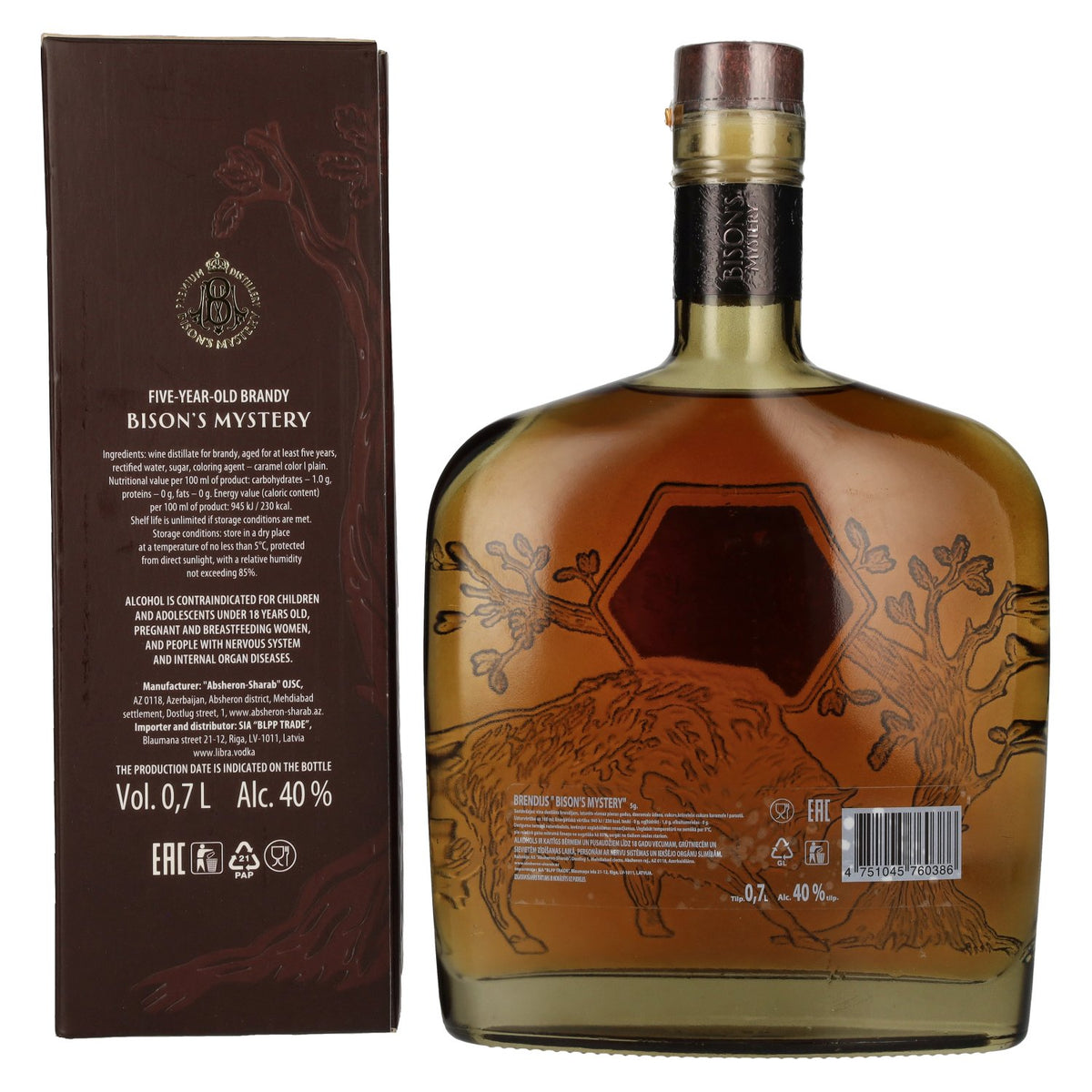 Bison's Mystery Brandy 40% Vol. 0,7l in Geschenkbox