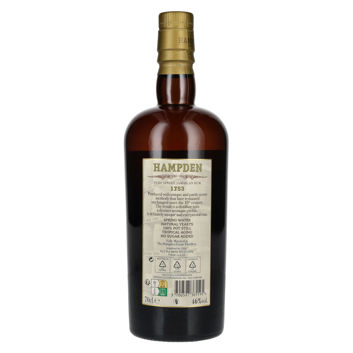 Hampden Estate Rum 1753 3 jaar oude pure Jamaicaanse single rum 46% vol. 0,7 l