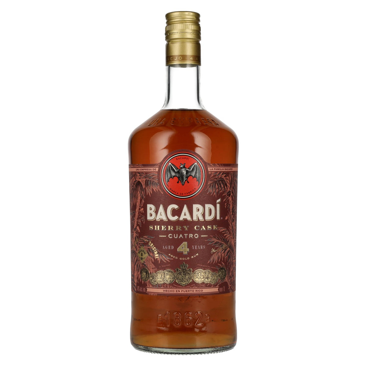 Bacardi 4 Jaar Oude SHERRY CASK CUATRO Gouden Rum 40% Vol. 1l