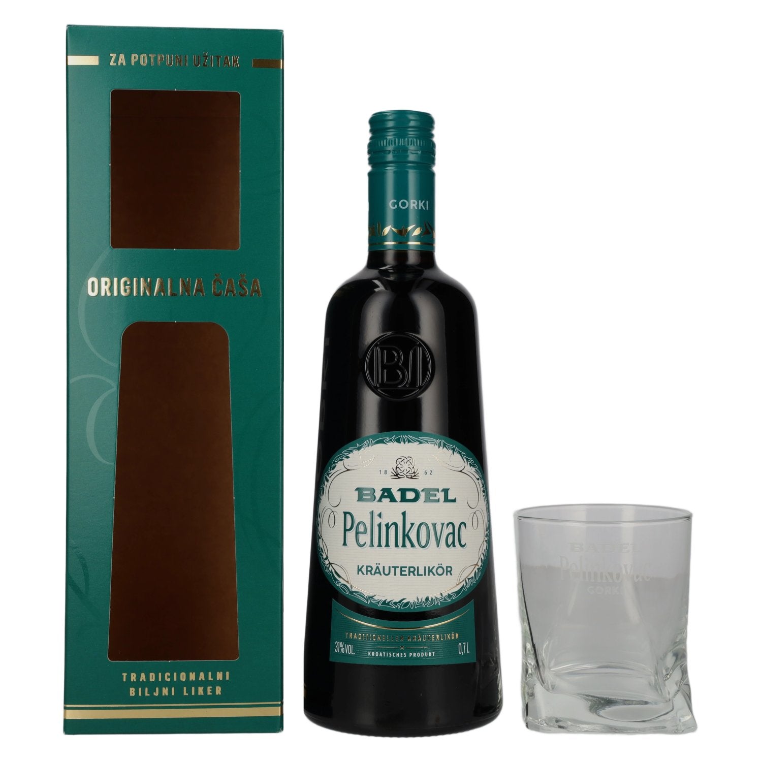 Badel Pelinkovac GORKI 31% Vol. 0,7l in Geschenkbox mit Glas