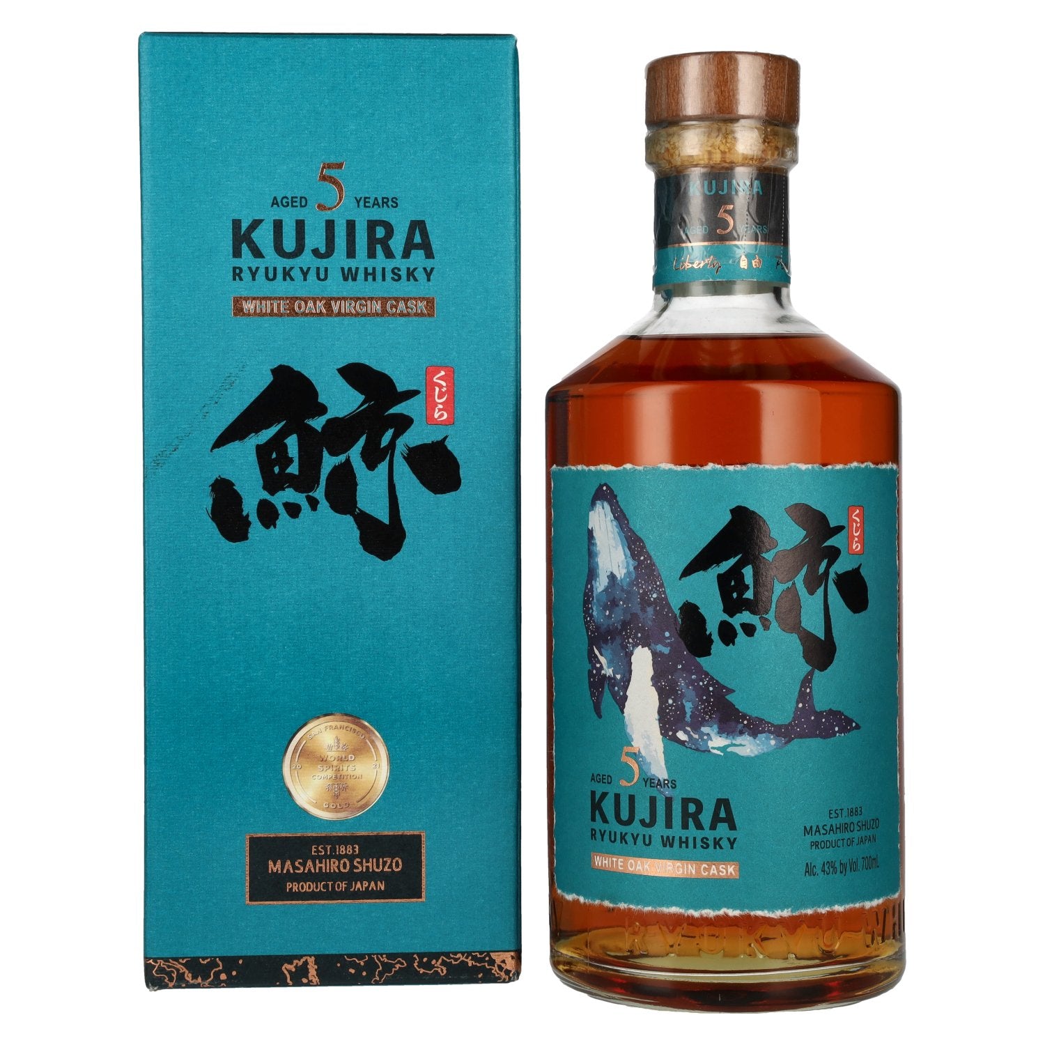 Kujira Ryukyu 5 Years Old WHITE OAK VIRGIN CASK Whisky 43% Vol. 0,7l in gift box