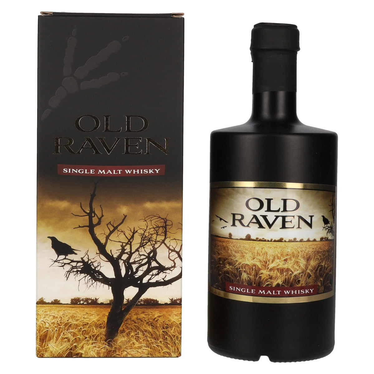 Old Raven Triple Distilled Single Malt Whisky 40% ABV, 0.5 litres in a gift box