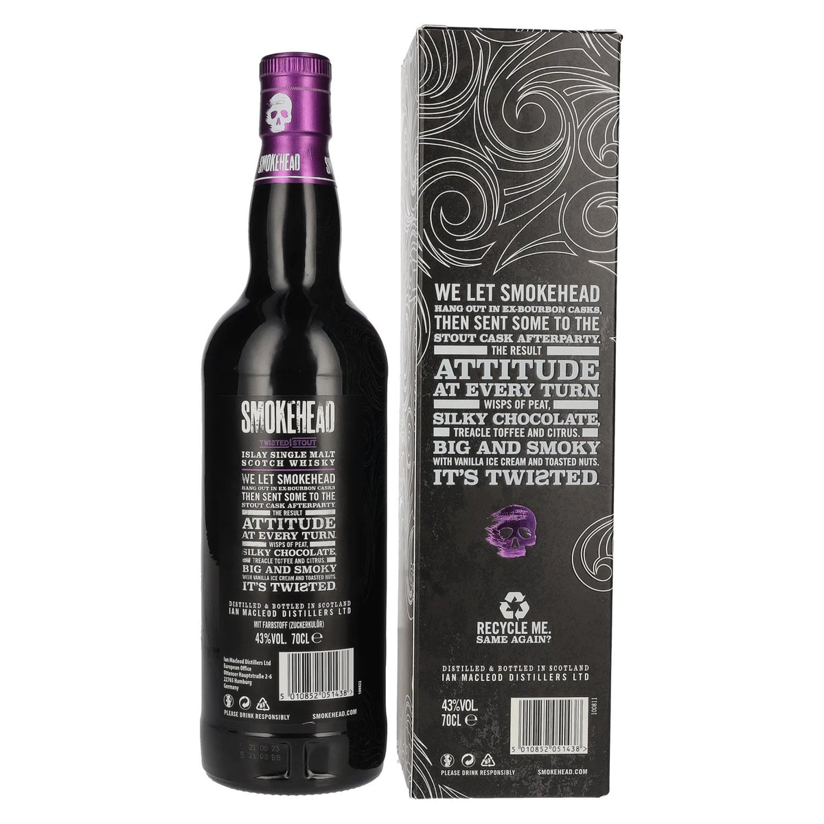 Smokehead TWISTED STOUT Islay Single Malt 43% ABV 0.7l in a gift box