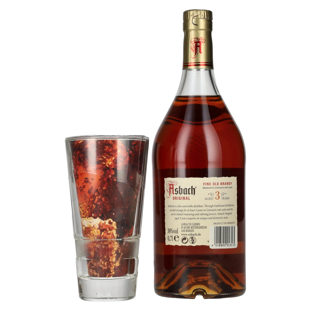 Asbach Original 3 ans 38% vol. 0,7l avec verre