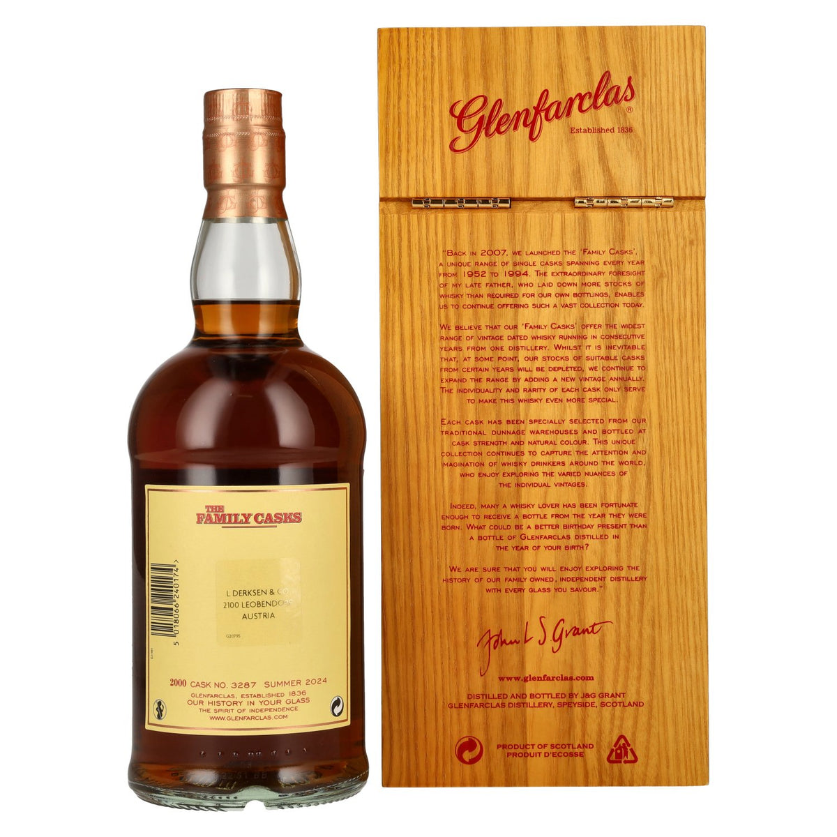 Glenfarclas THE FAMILY CASKS Single Cask SUMMER 2024 Sherry Butt #3287 2000 51,8% Vol. 0,7l in Holzkiste