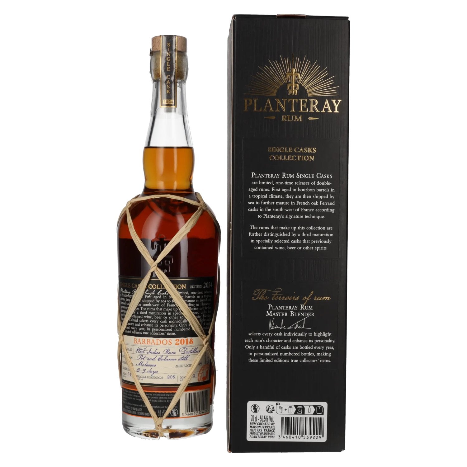 Planteray Rum BARBADOS 2018 Saint Estèphe Cask Finish 50,5% Vol. 0,7l en boîte cadeau