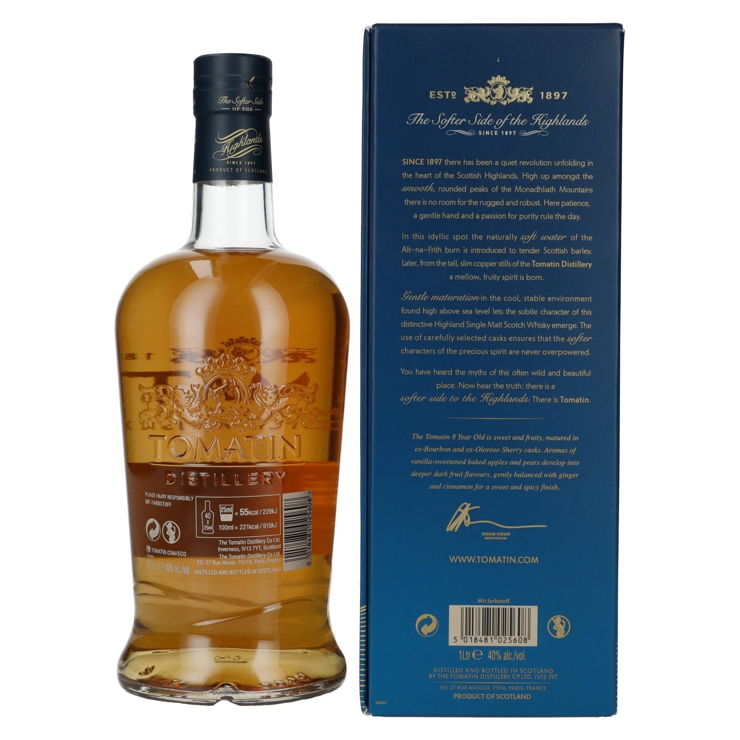 Tomatin 8 Years Old BOURBON &amp; SHERRY CASKS Travel Retail Exclusive 40% Vol. 1l en boîte cadeau