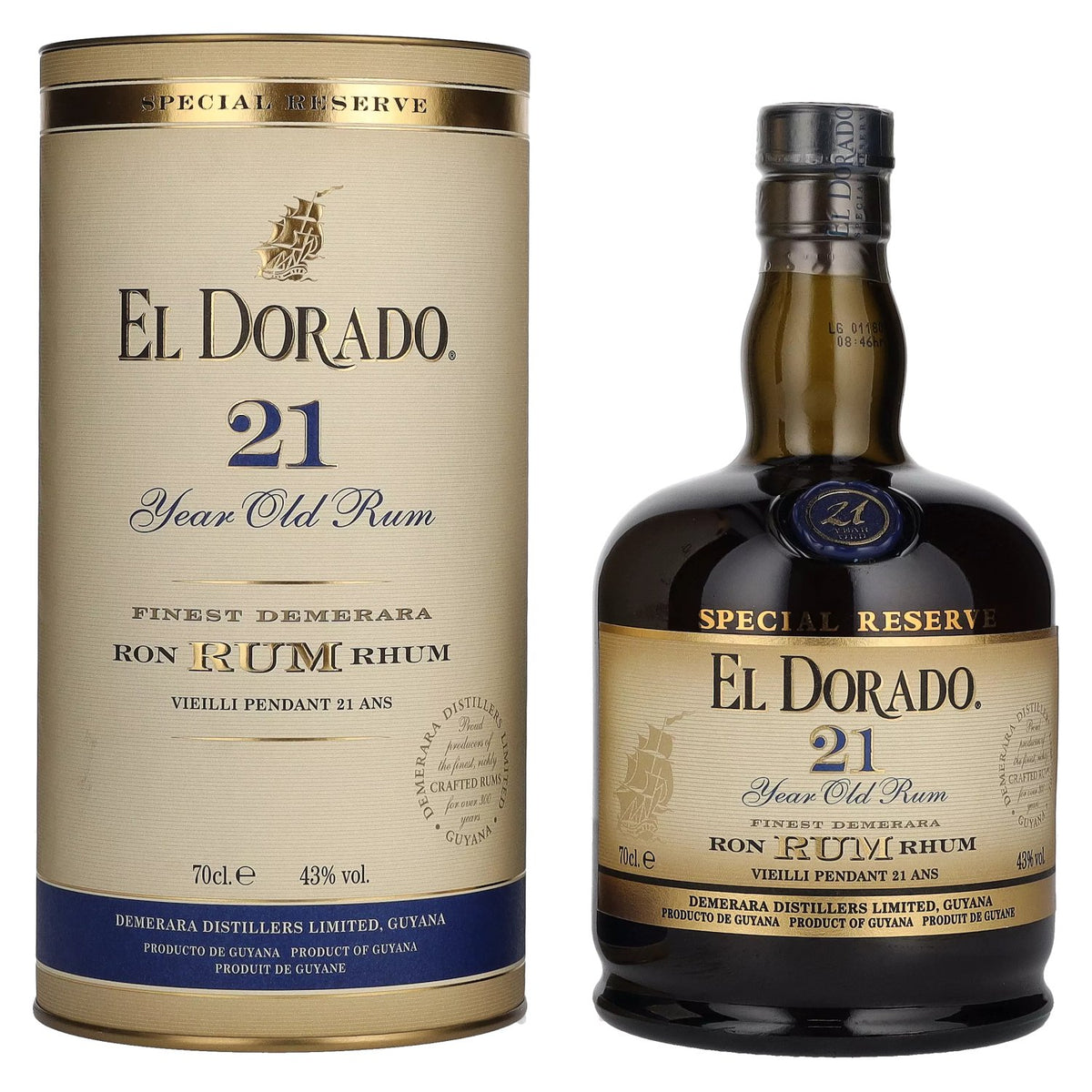 El Dorado 21 Years Old Finest Demerara Rum SPECIAL RESERVE 43% vol. 0,7 l in geschenkverpakking