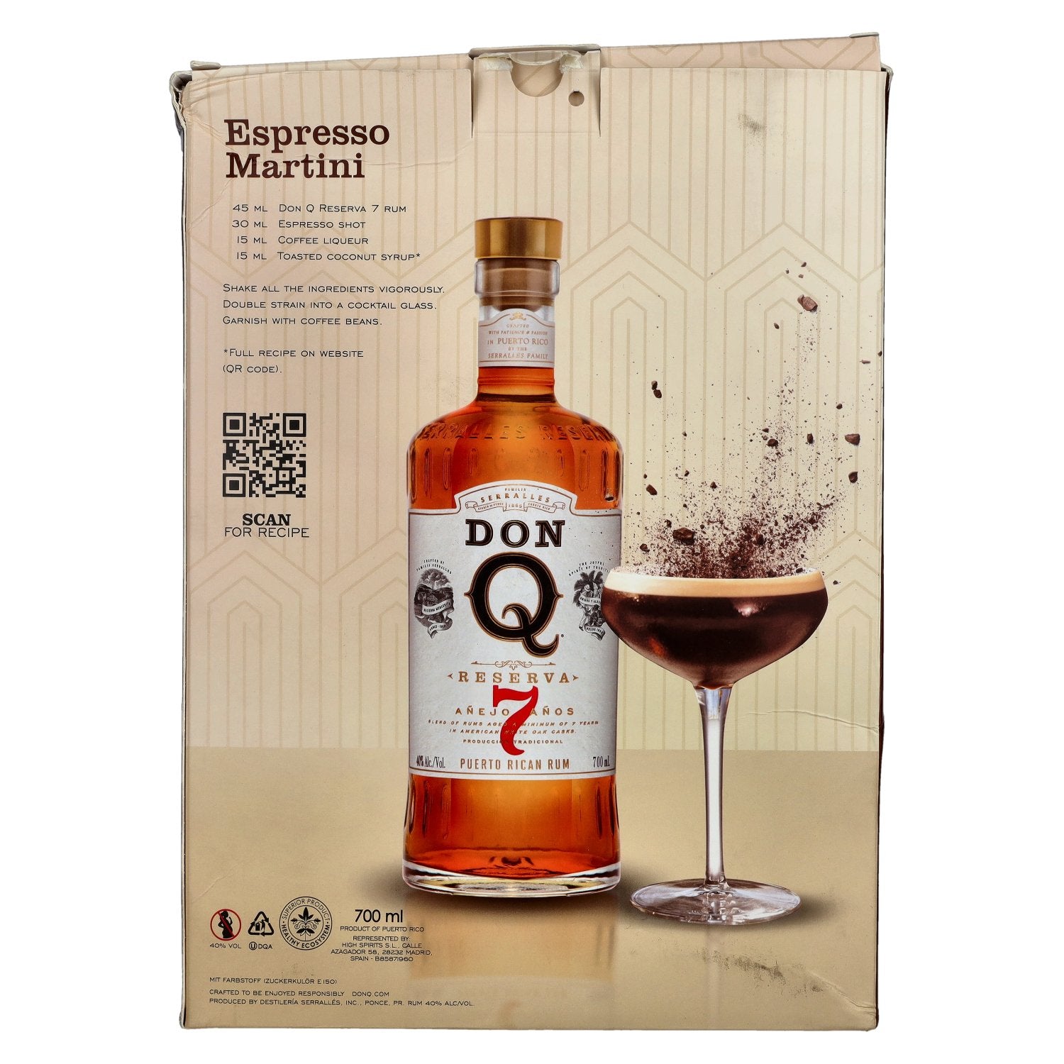 Don Q RESERVA Añejo 7 Años Puerto Rican Rum 40% Vol. 0,7l in Geschenkbox mit 2 Gläsern