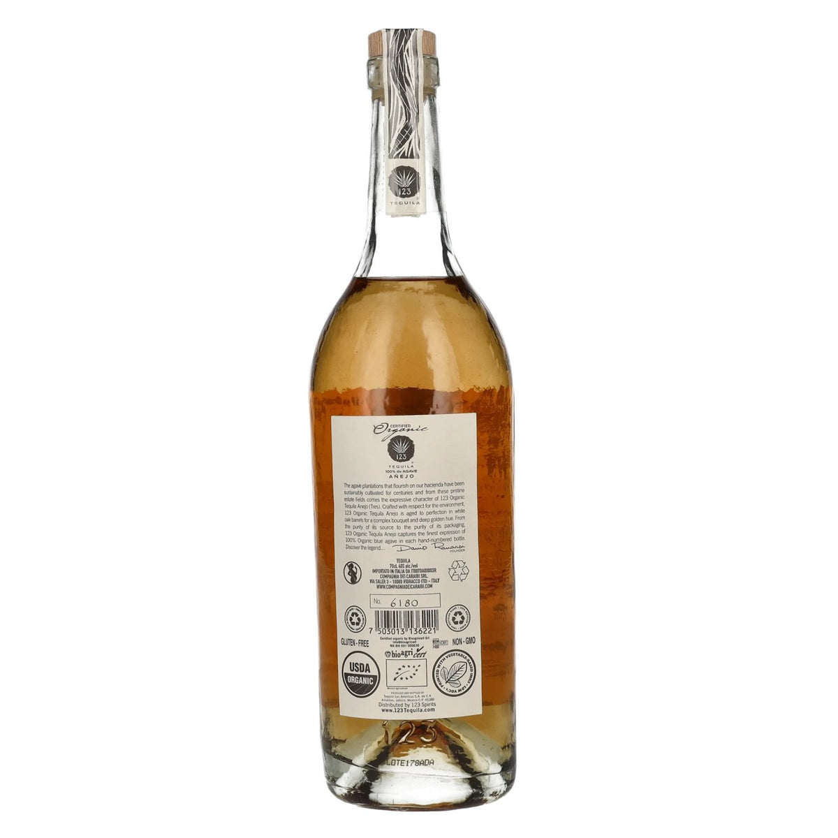 Tequila 123 TRES Añejo 100% agave, biologisch, 40% vol., 0,7 l