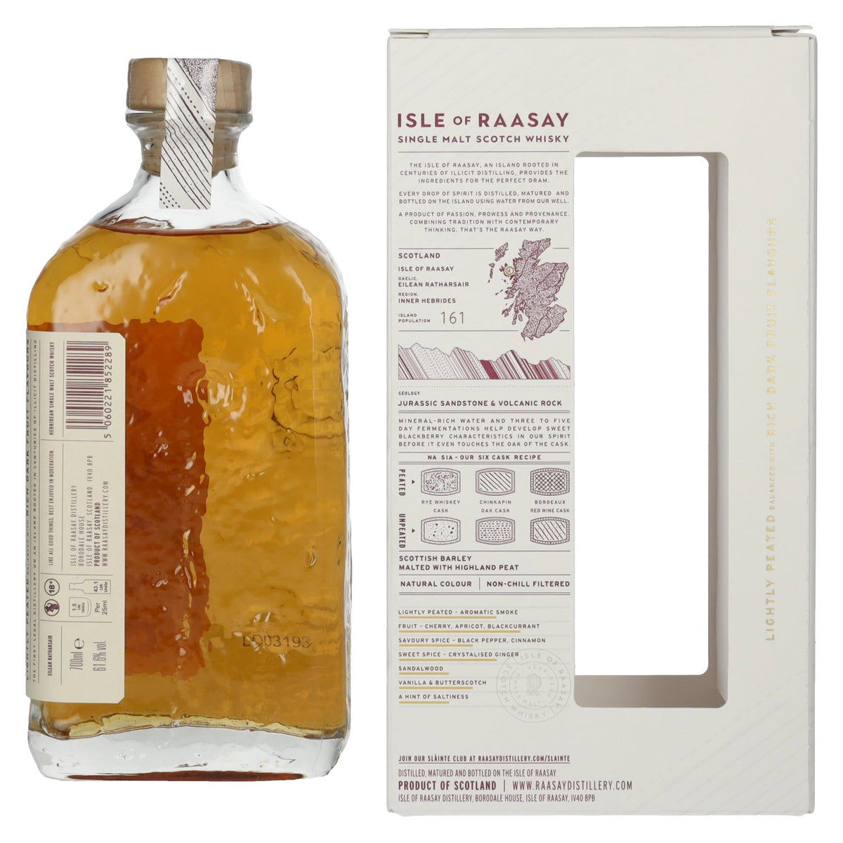 Isle of Raasay Cask Strength Hebridean Single Malt 2025 61,6 % vol. 0,7 l dans un coffret cadeau