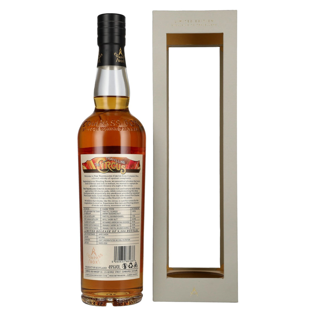 Compass Box TRAVELLING CIRCUS Blended Malt Limited Edition 49% vol. 0,7l en boîte cadeau