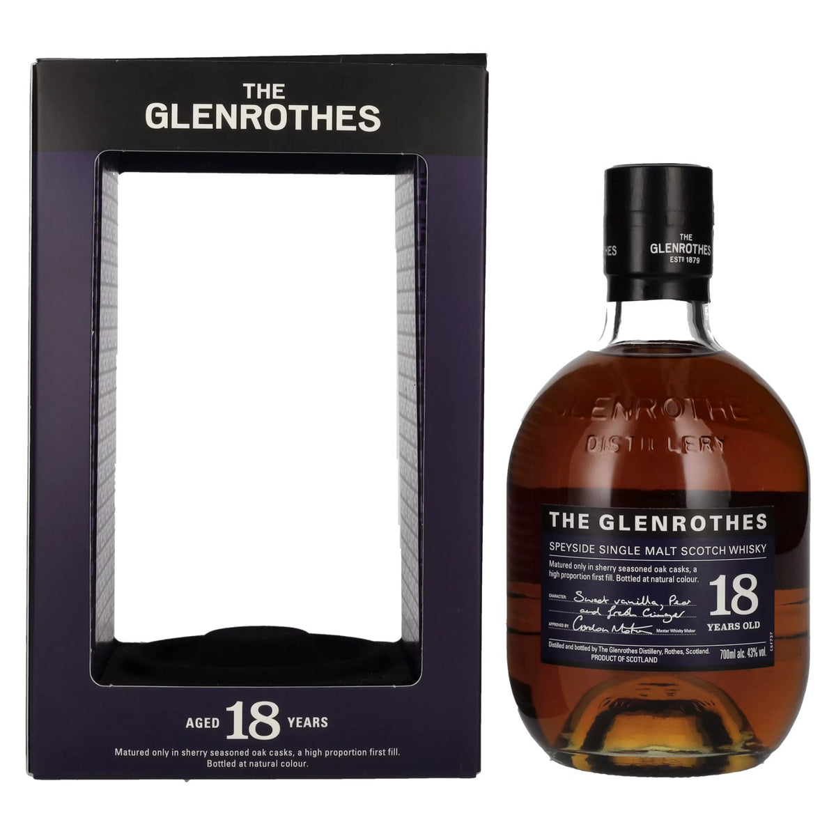 The Glenrothes 18 Year Old Speyside Single Malt 43% ABV, 0.7l in a gift box