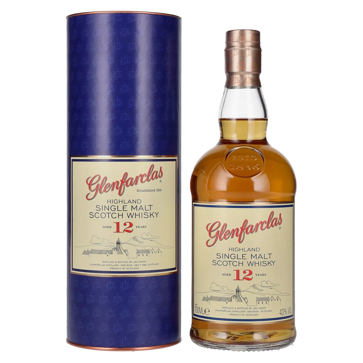 Glenfarclas 12 Years Old Highland Single Malt Scotch Whisky 43% Vol. 0,7l en coffret cadeau