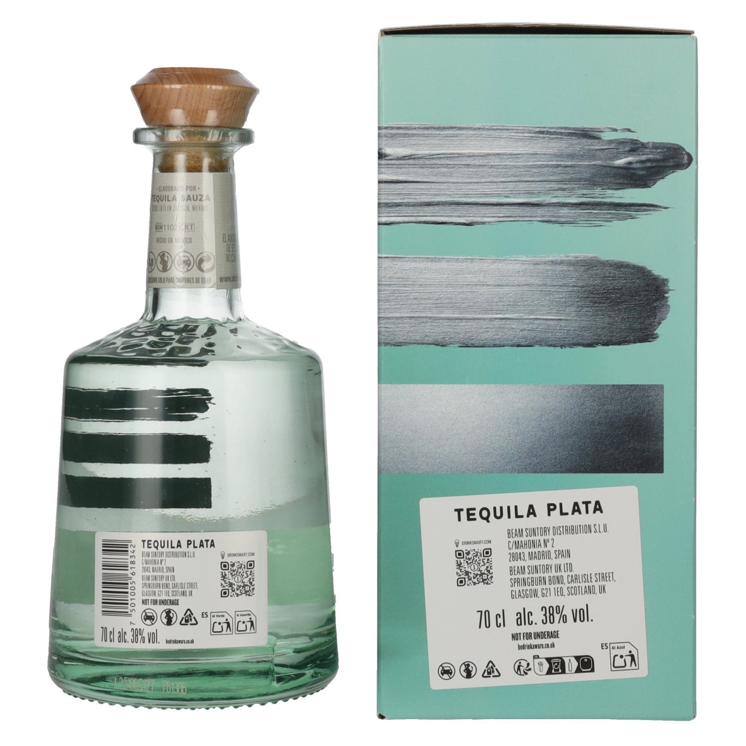 Tequila Tres Generaciones Plata 100 % pur agave bleu, 38 % vol., 0,7 l, dans un coffret cadeau