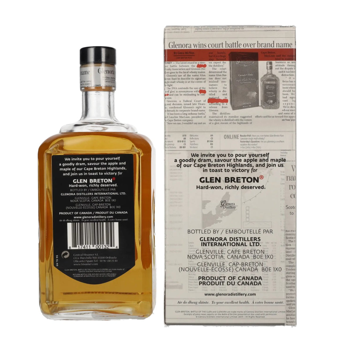 Glen Breton Battle of the Glen, whisky single malt canadien de 15 ans d'âge, 43 % vol., 0,7 l, dans un coffret cadeau