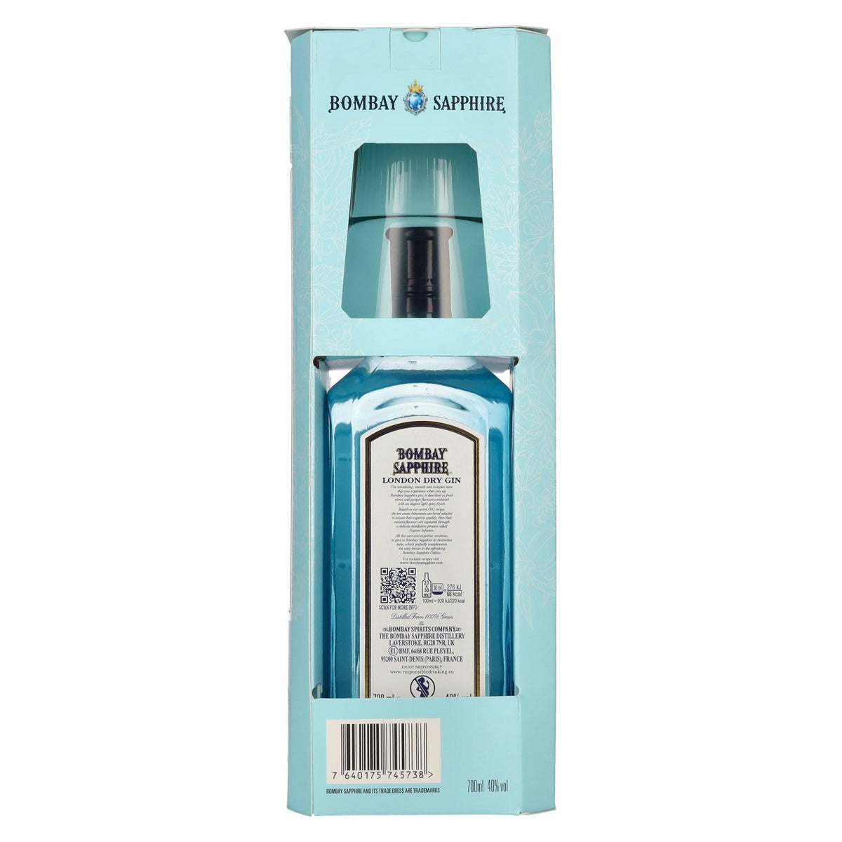 Bombay SAPPHIRE London Dry Gin 40% Vol. 0,7l in gift box with glass
