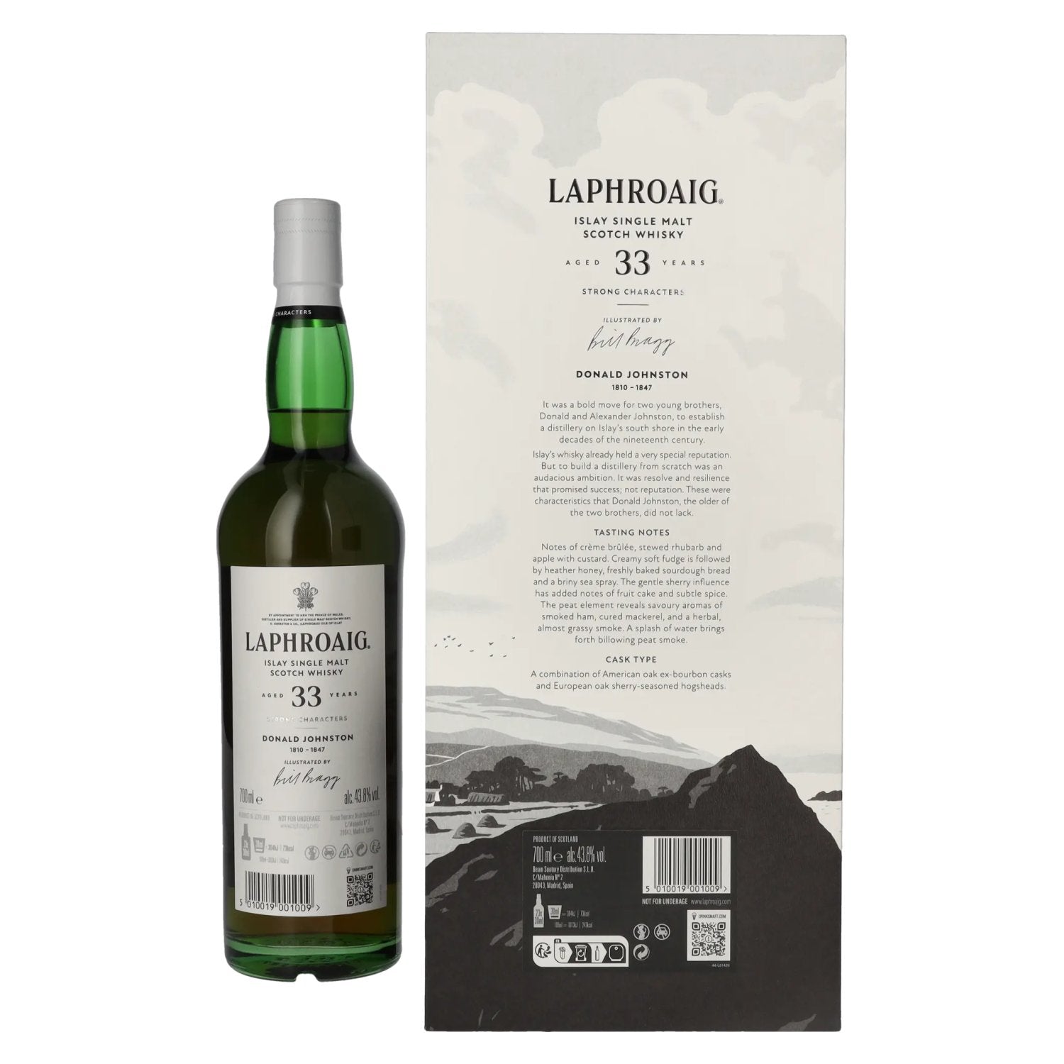 Laphroaig 33 Years Old Strong Characters DONALD JOHNSTON Islay Single Malt 43,8% Vol. 0,7l en coffret cadeau