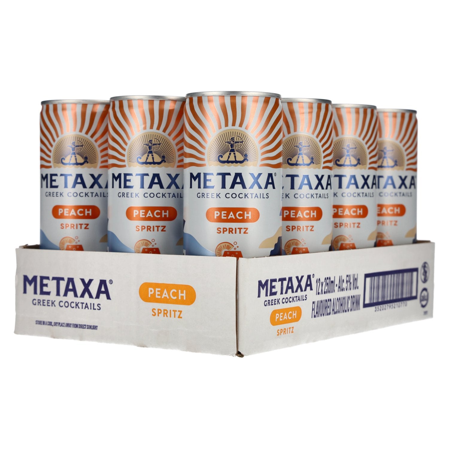 Metaxa Peach Spritz Greek Cocktails Ready to Drink 5% Vol. 12x0,25l Dosen Pfand