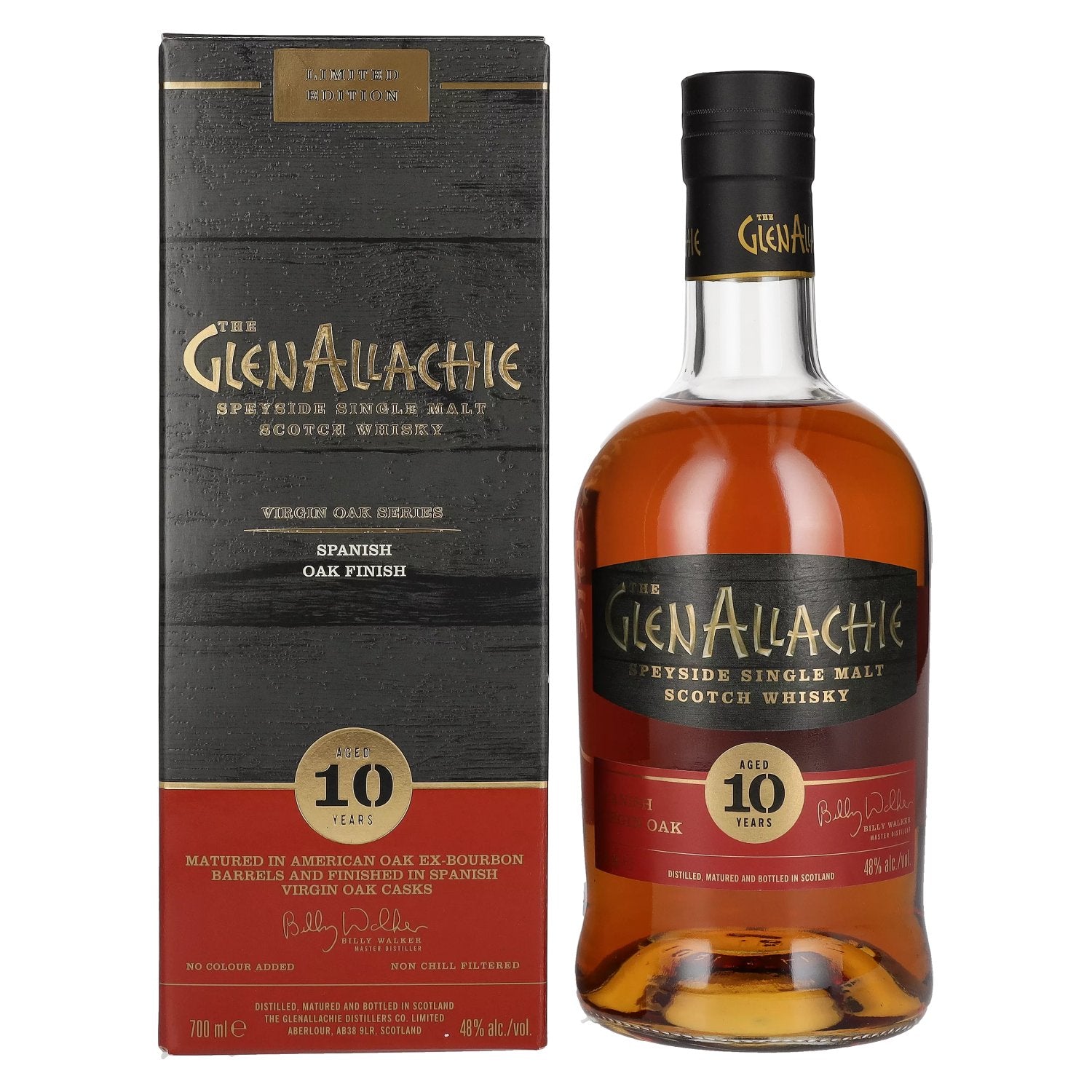 The GlenAllachie 10 ans d'âge, FINITION EN CHÊNE VIERGE ESPAGNOL, 48 % vol., 0,7 l, dans un coffret cadeau
