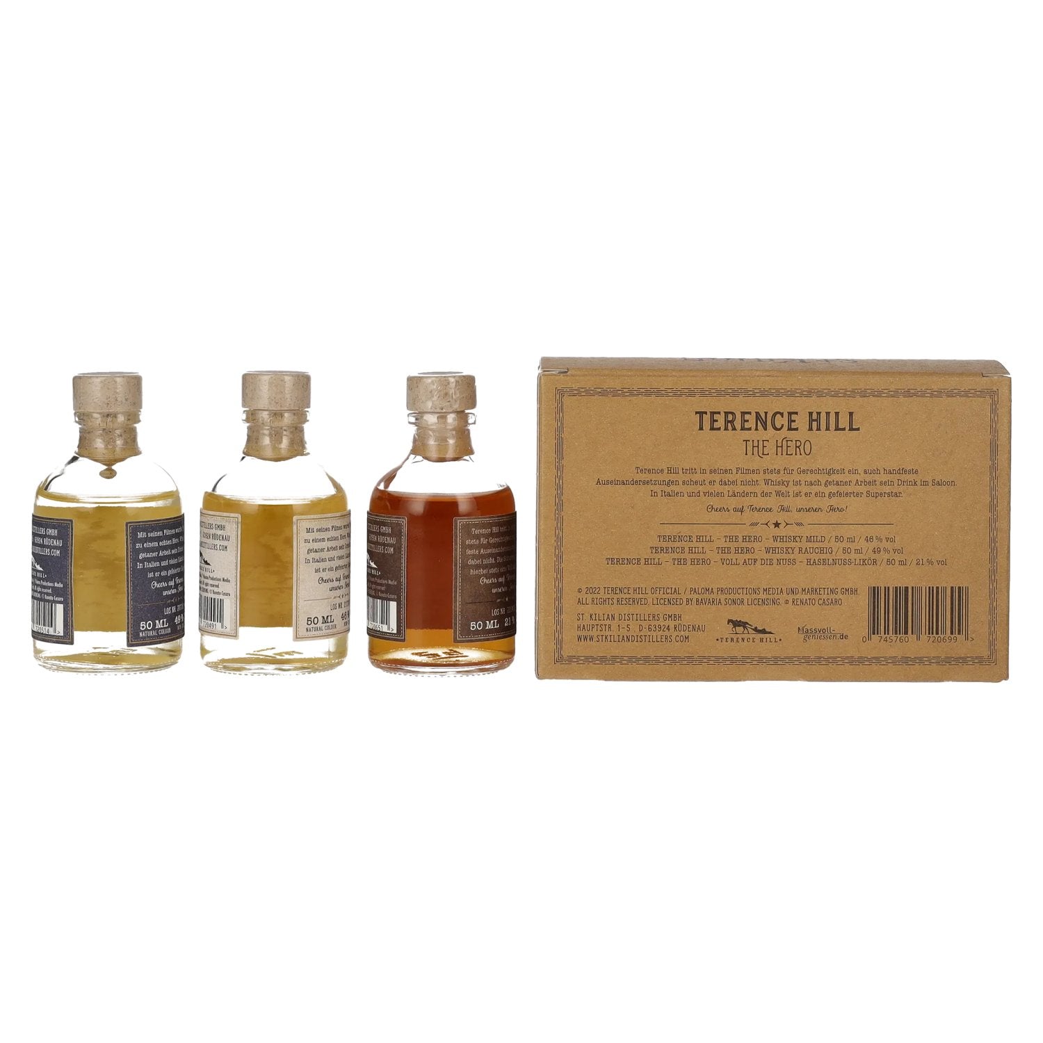 Terence Hill THE HERO Set 38,7% vol. 3x0,05l en boîte cadeau