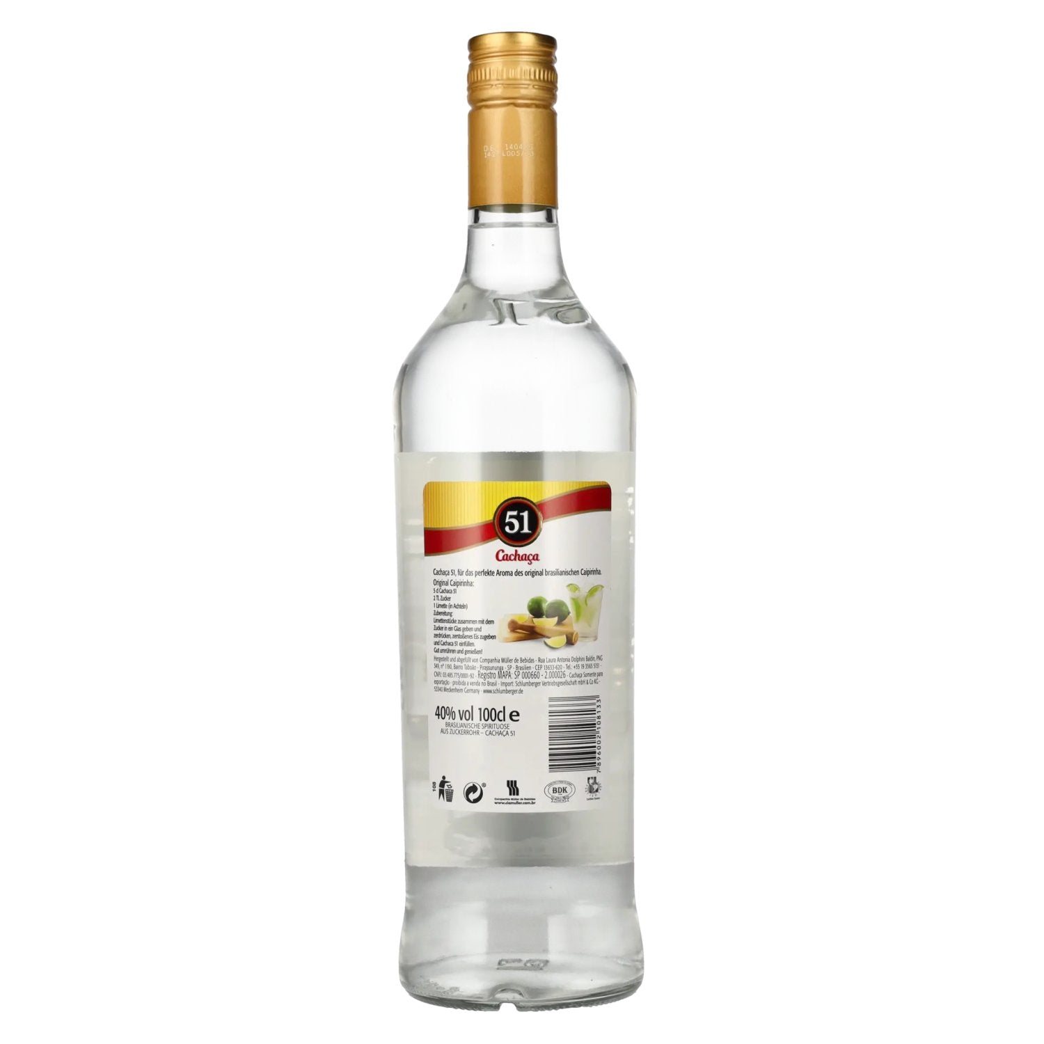 Cachaça 51 Brazil Sugar Cane Spirit 40% vol. 1l