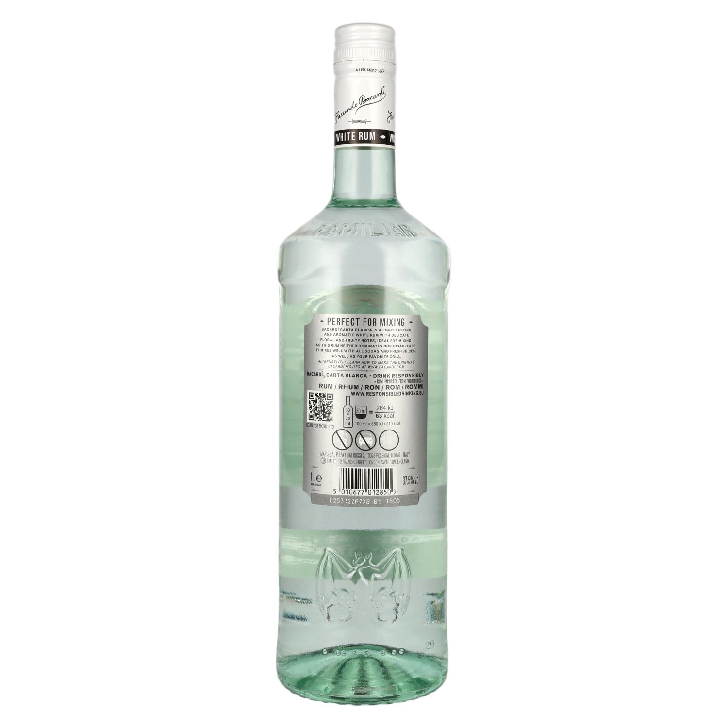 Bacardi Ron Carta Blanca Superior 37.5% ABV 1l