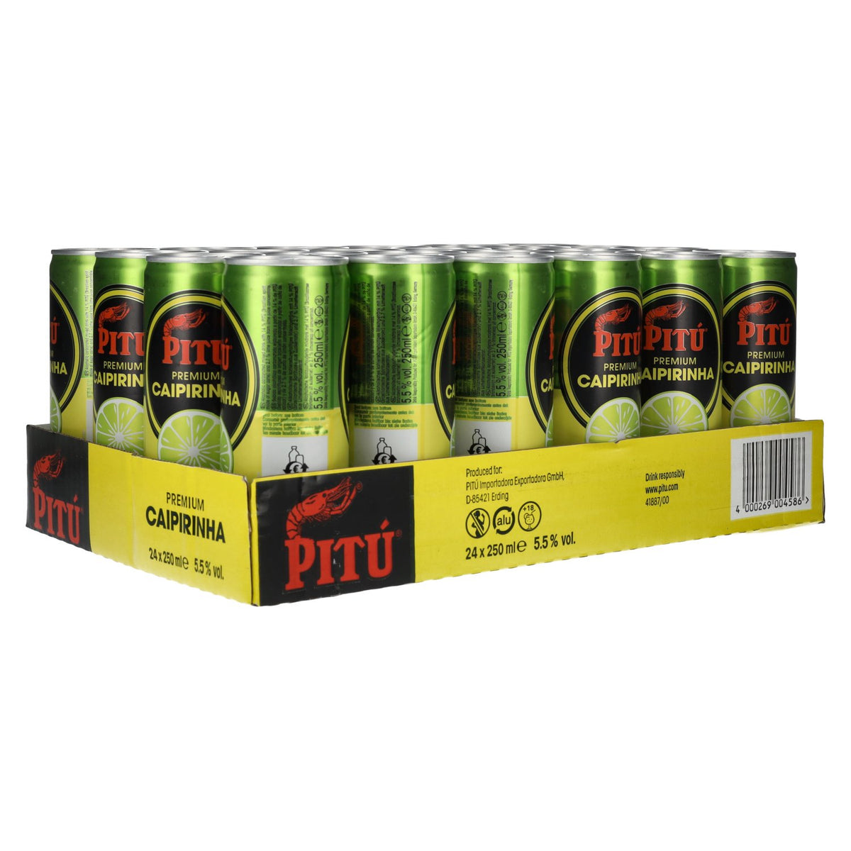 PITÚ Premium Caipirinha 5,5 % vol., 24 canettes de 0,25 l, consigne