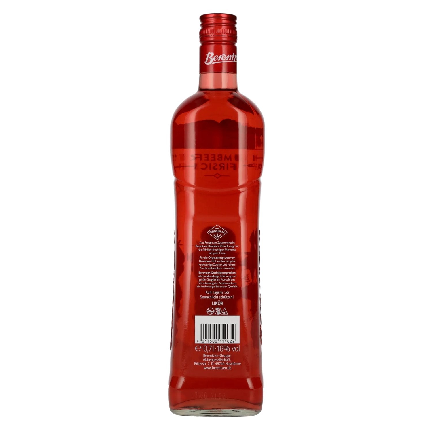 Berentzen Fruchtige Himbeere-Pfirsich Likör 16% Vol. 0,7l