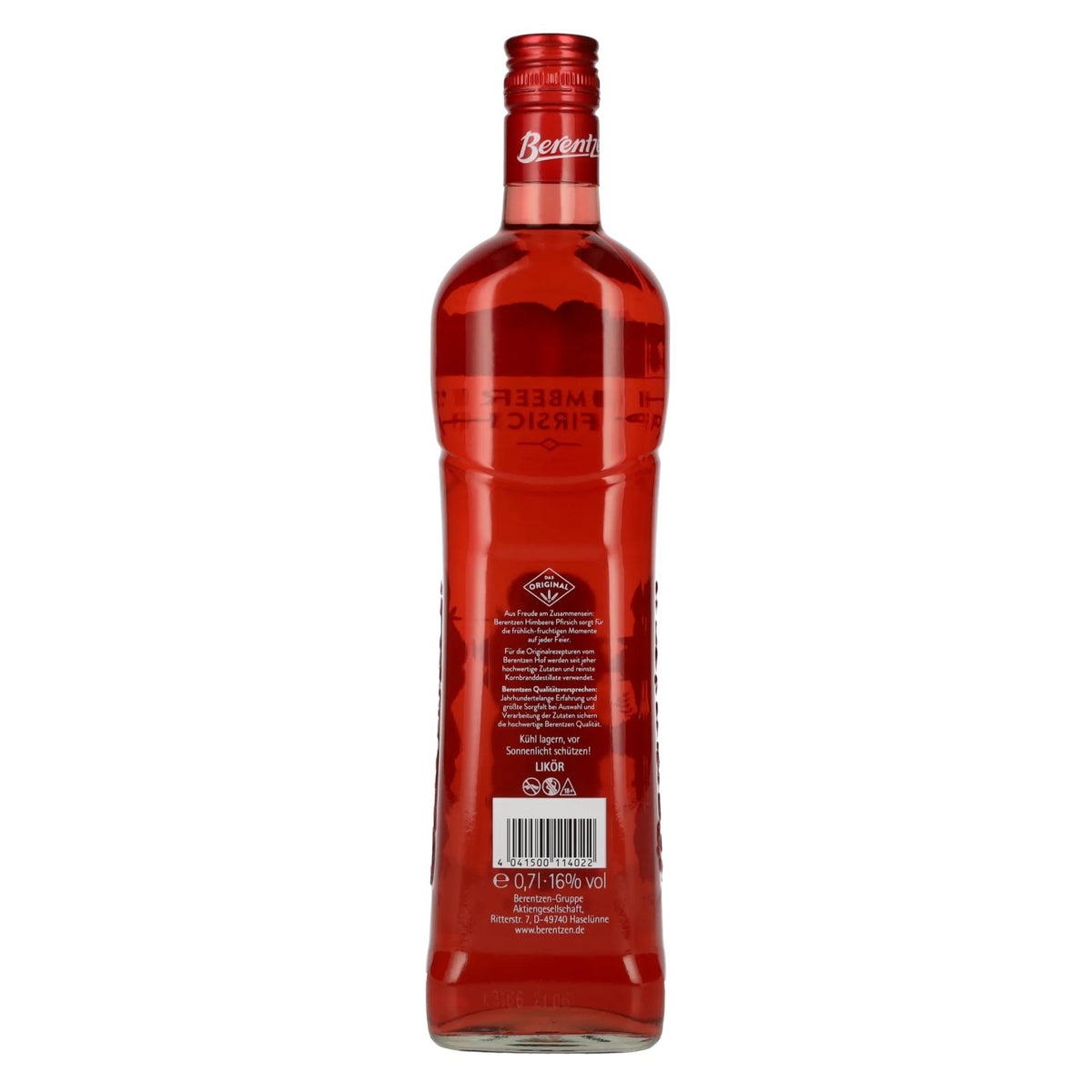 Berentzen Liqueur fruitée de framboise et de pêche 16% vol. 0,7l