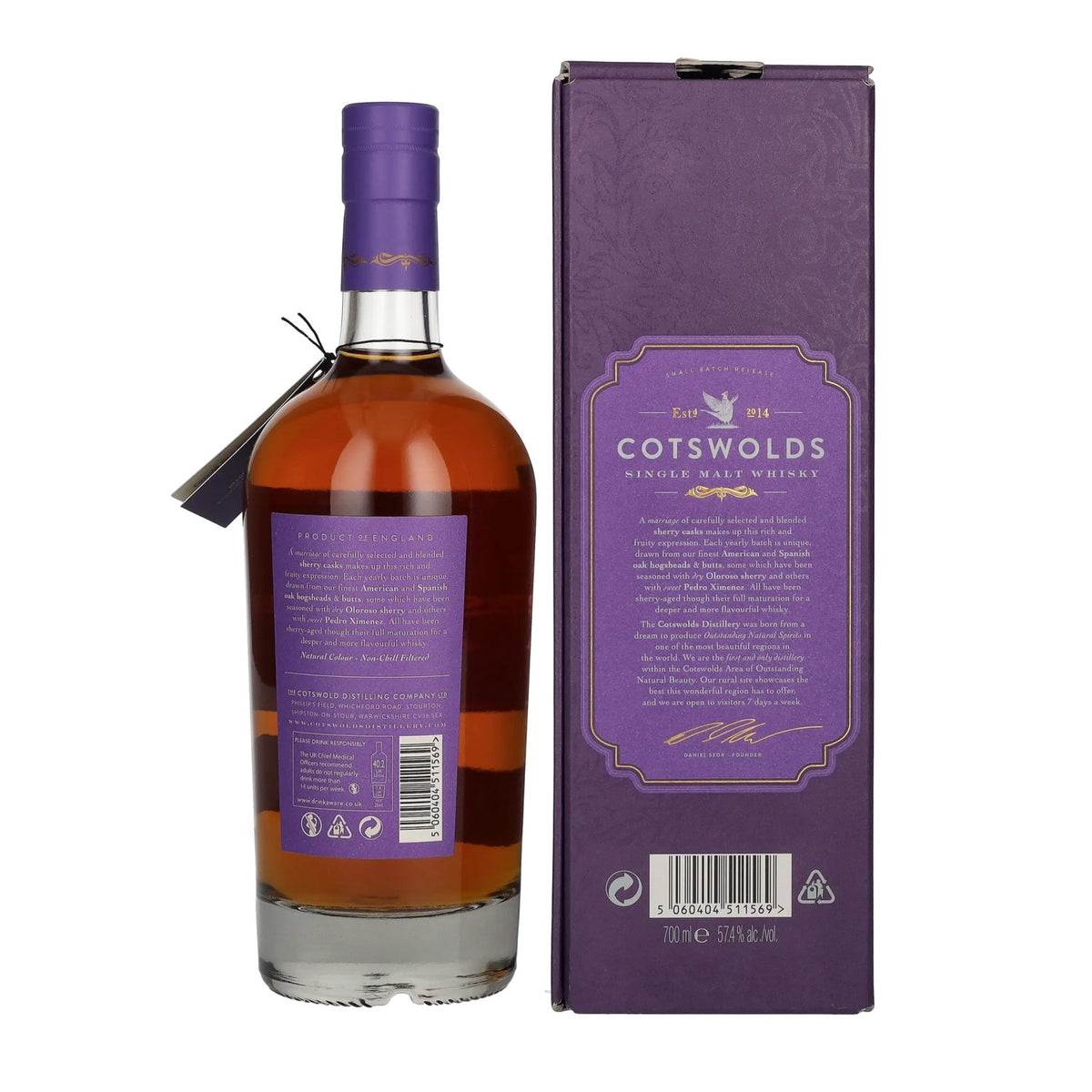 Cotswolds SHERRY CASK Single Malt Whisky 57,4% vol. 0,7l en boîte cadeau