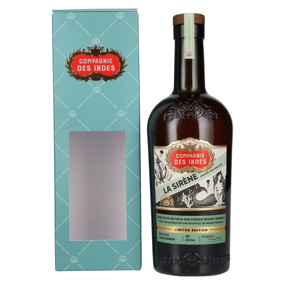 Compagnie des Indes LA SIRÈNE Original Rum Limited Edition 43% Vol. 0,7l in Geschenkbox