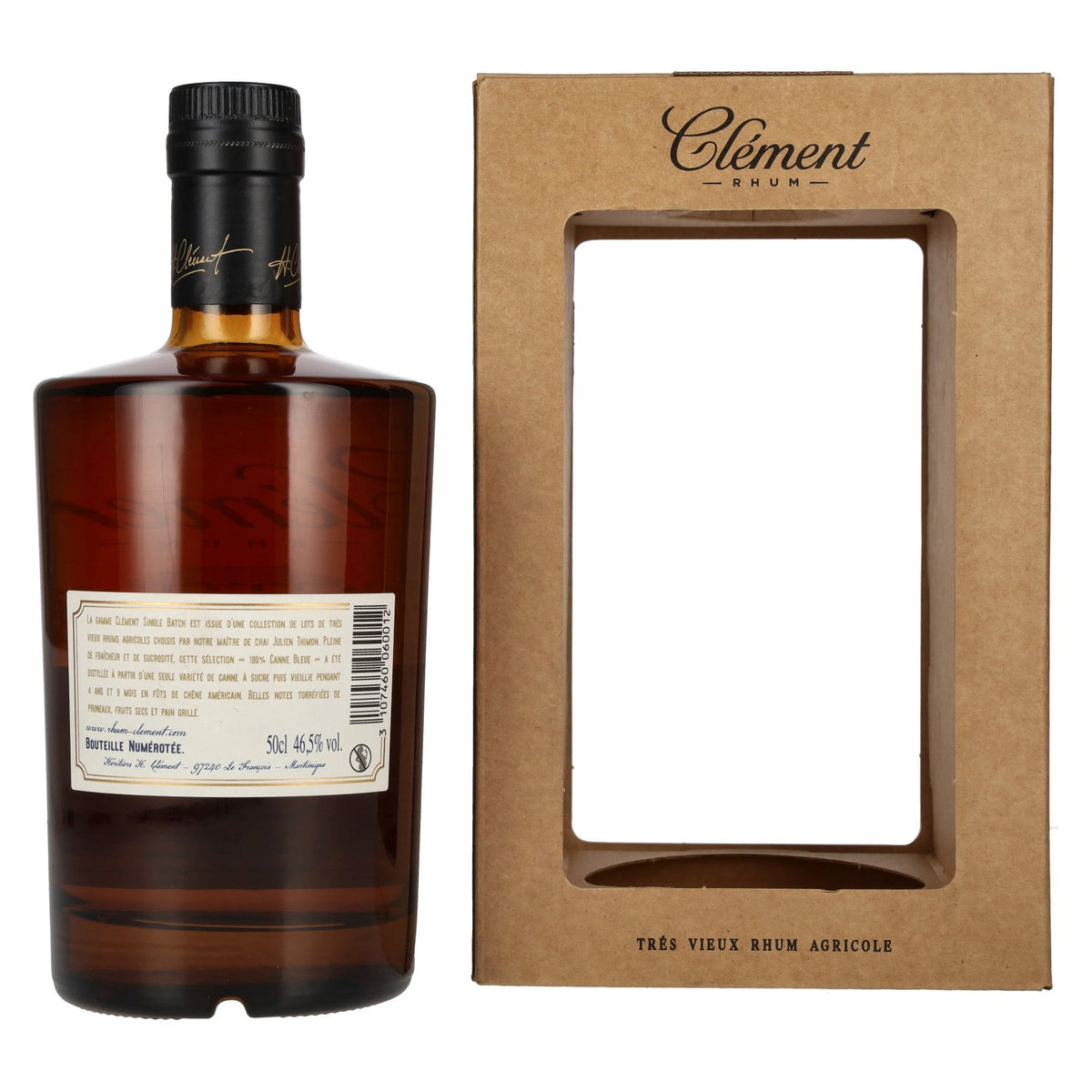 Clément Trés Vieux Rhum Agricole SINGLE BATCH 100% Canne Bleue 46,5% Vol. 0,5l in Geschenkbox