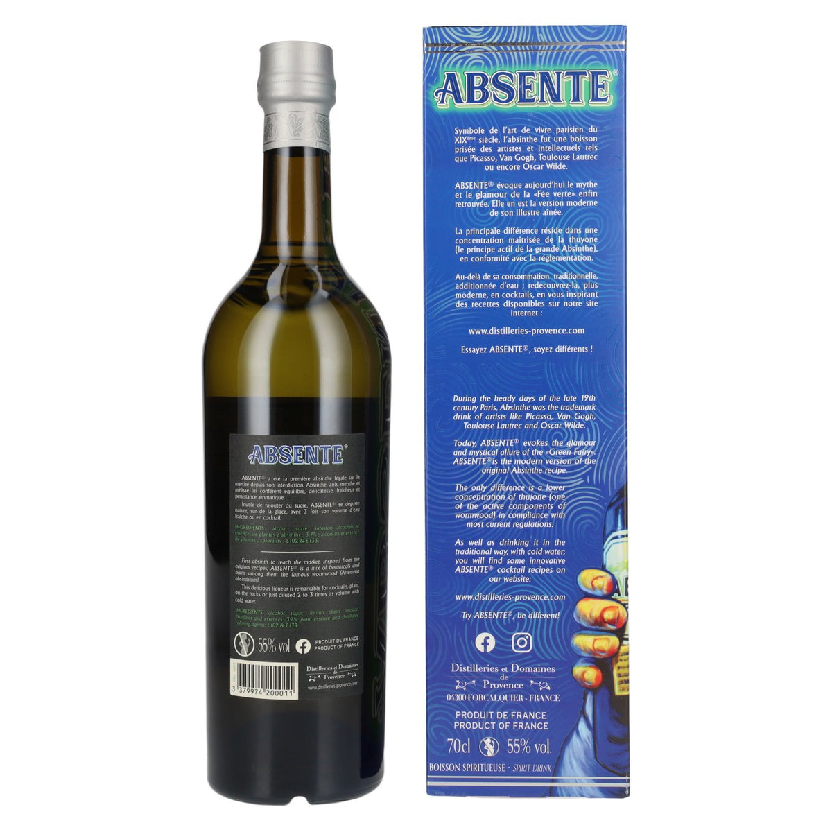 Absente Absinthe 55% vol., 0.7 litres, in a gift box