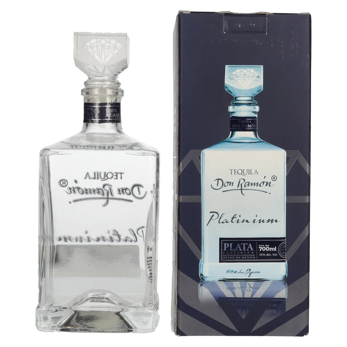 Don Ramón Platinum Plata 100 % agave, 35 % vol., 0,7 l, dans un coffret cadeau